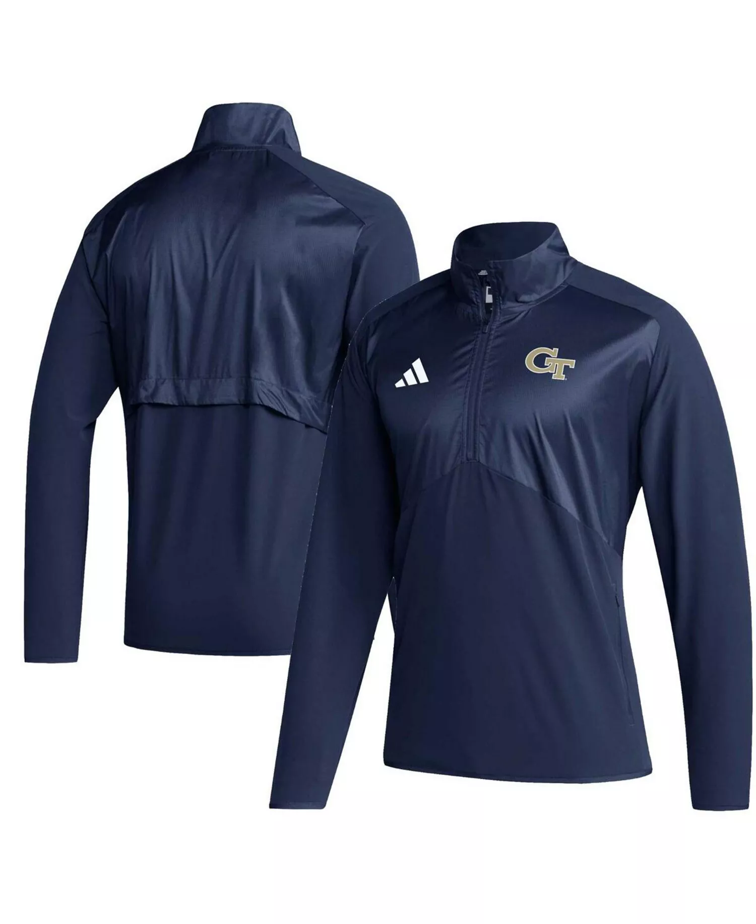 Men's Navy Georgia Tech Yellow Jackets Sideline AEROREADY Raglan Sleeve Quarter-Zip Jacket - Navy - 2XL