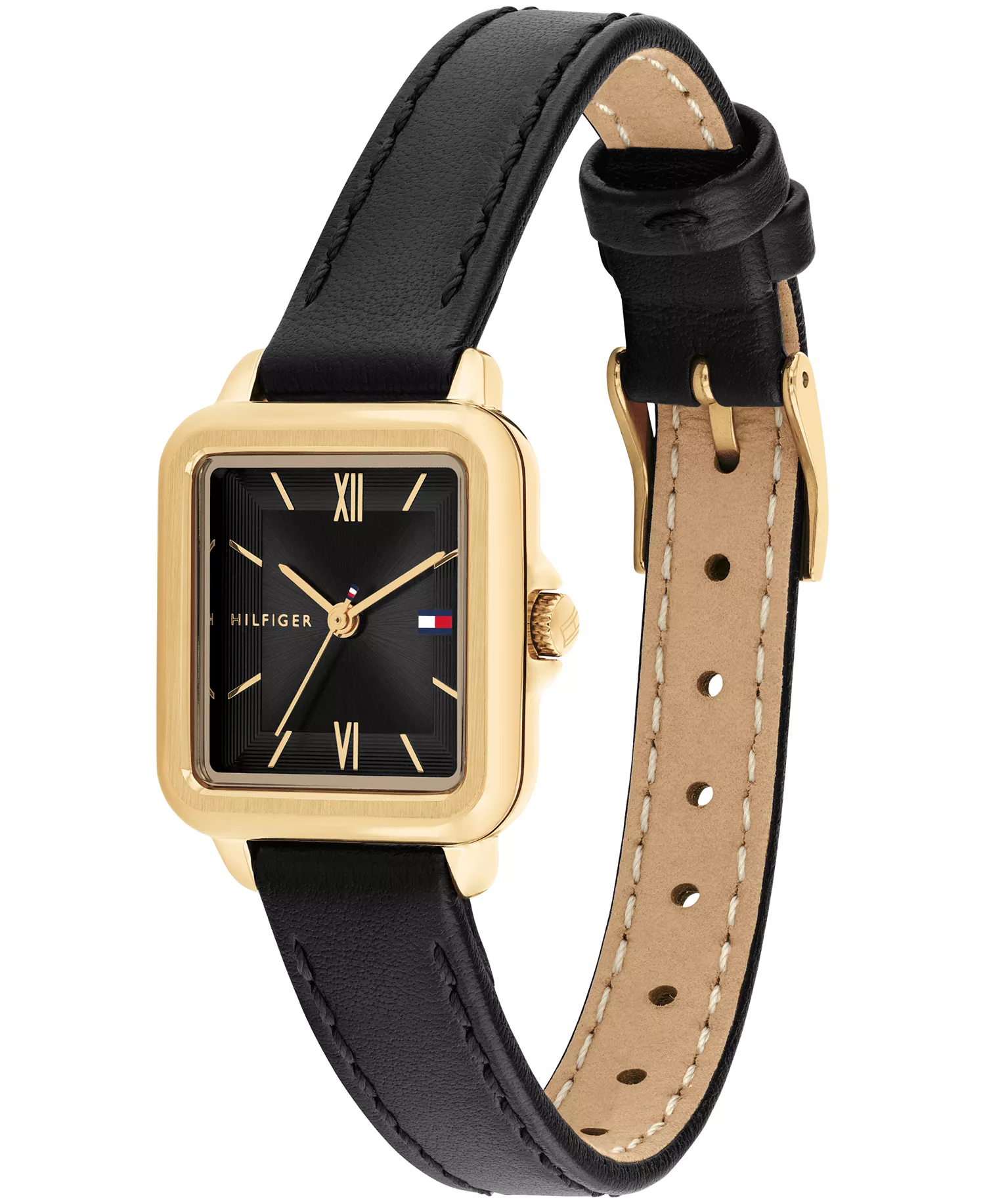 Women's Quartz Black Leather Strap Watch, 22.5mm - Black - 22.5