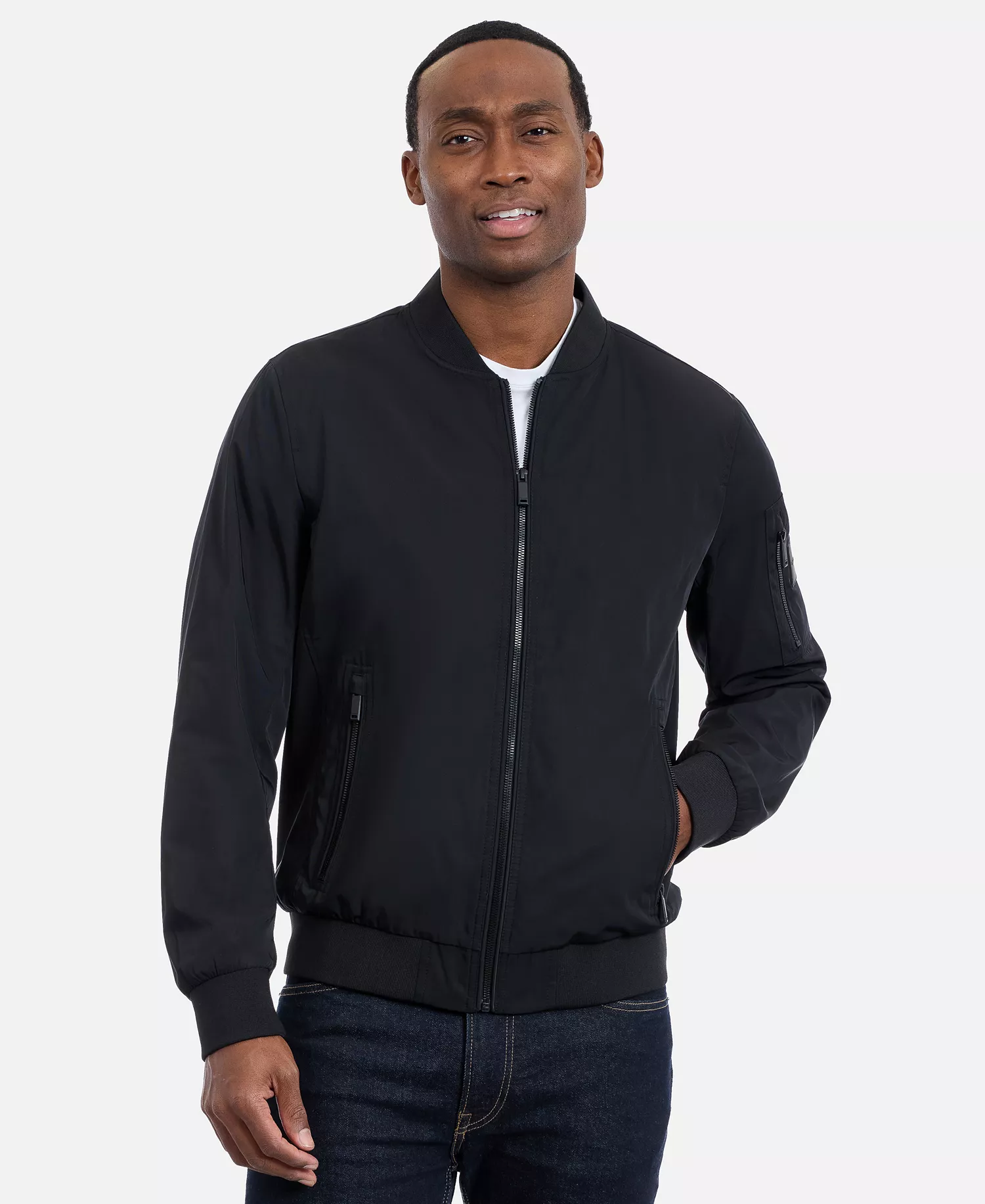 Men's Modern Flight Bomber Jacket - Black - 2XL