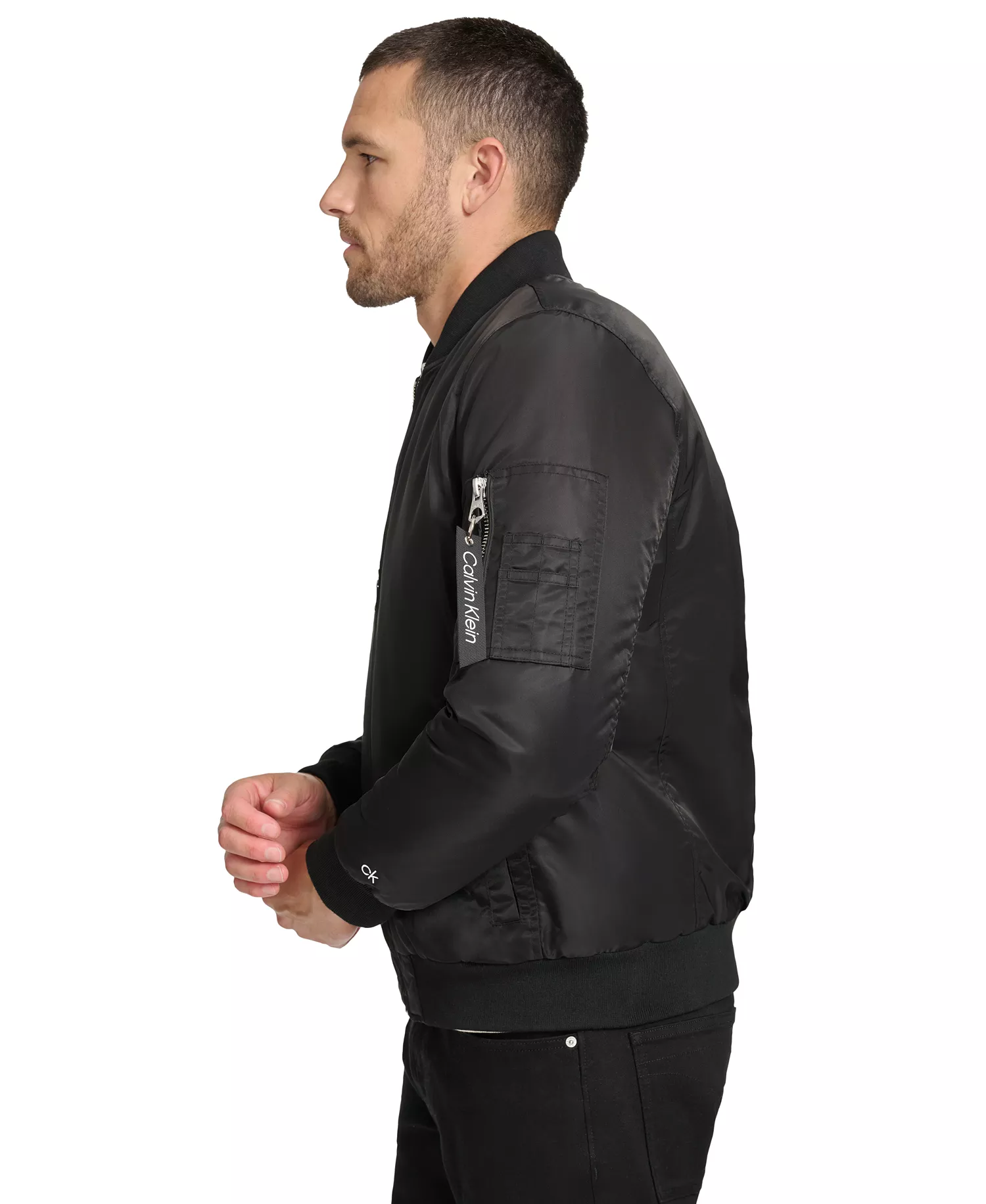 Men's Classic MA-1 Nylon Bomber Jacket - Black - 2XL