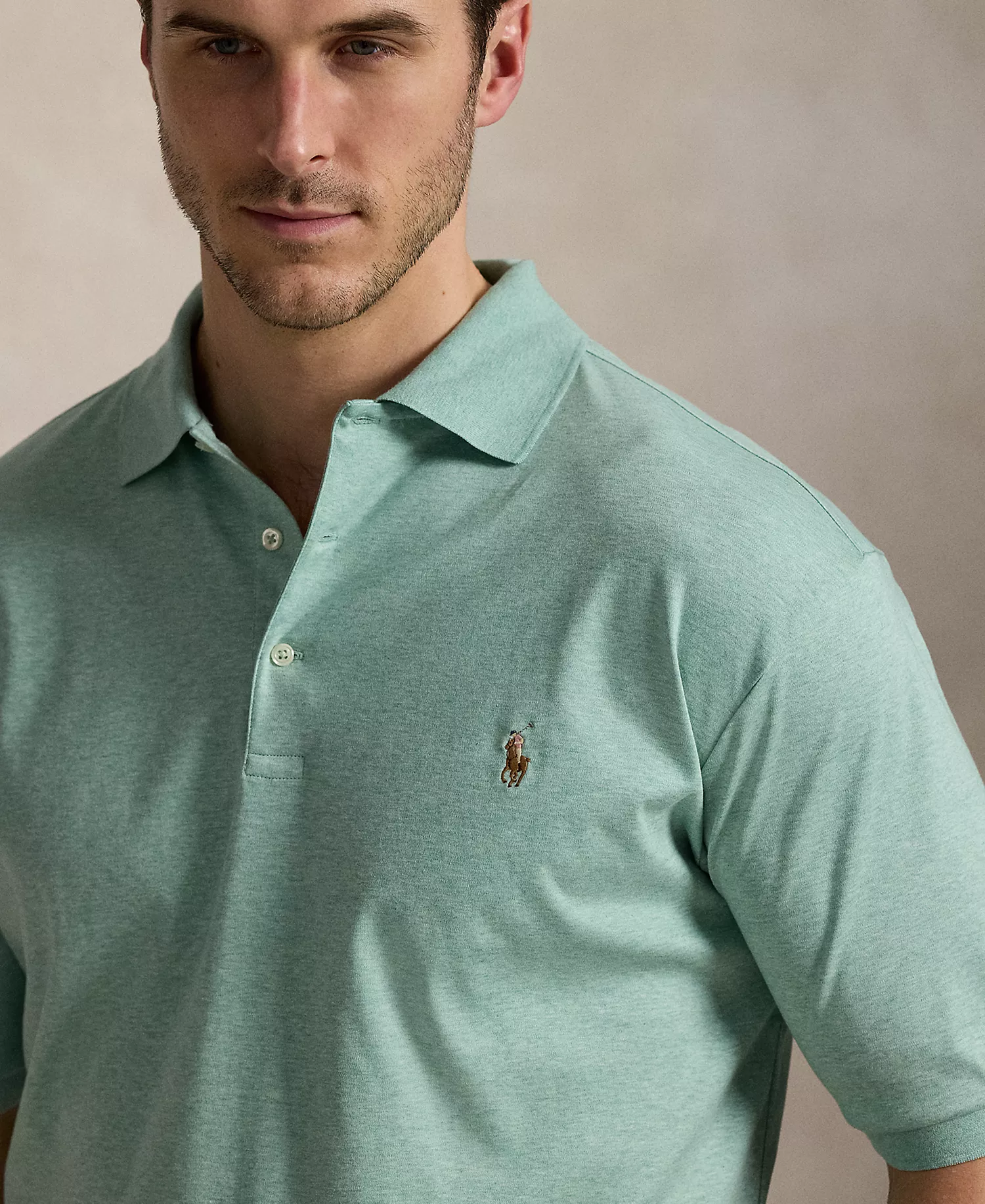 Men's Big & Tall Classic Fit Soft Cotton Polo - Celadon Heather - 2LT