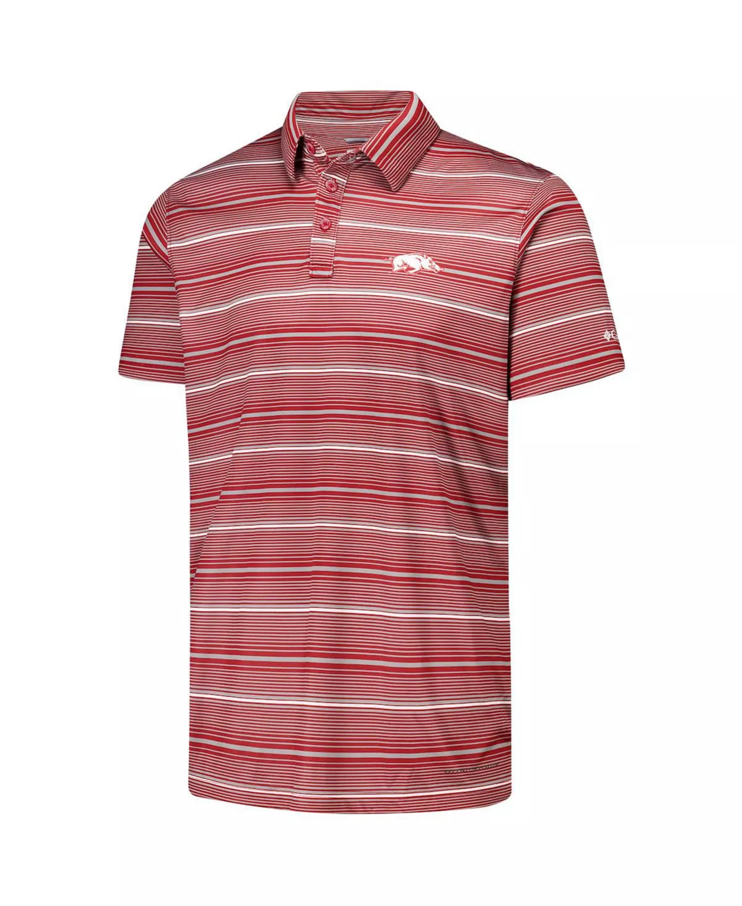 Men's Cardinal Arkansas Razorbacks PFG Super Terminal Tackle Omni-Shade Stripe Polo Shirt - Cardinal - XL