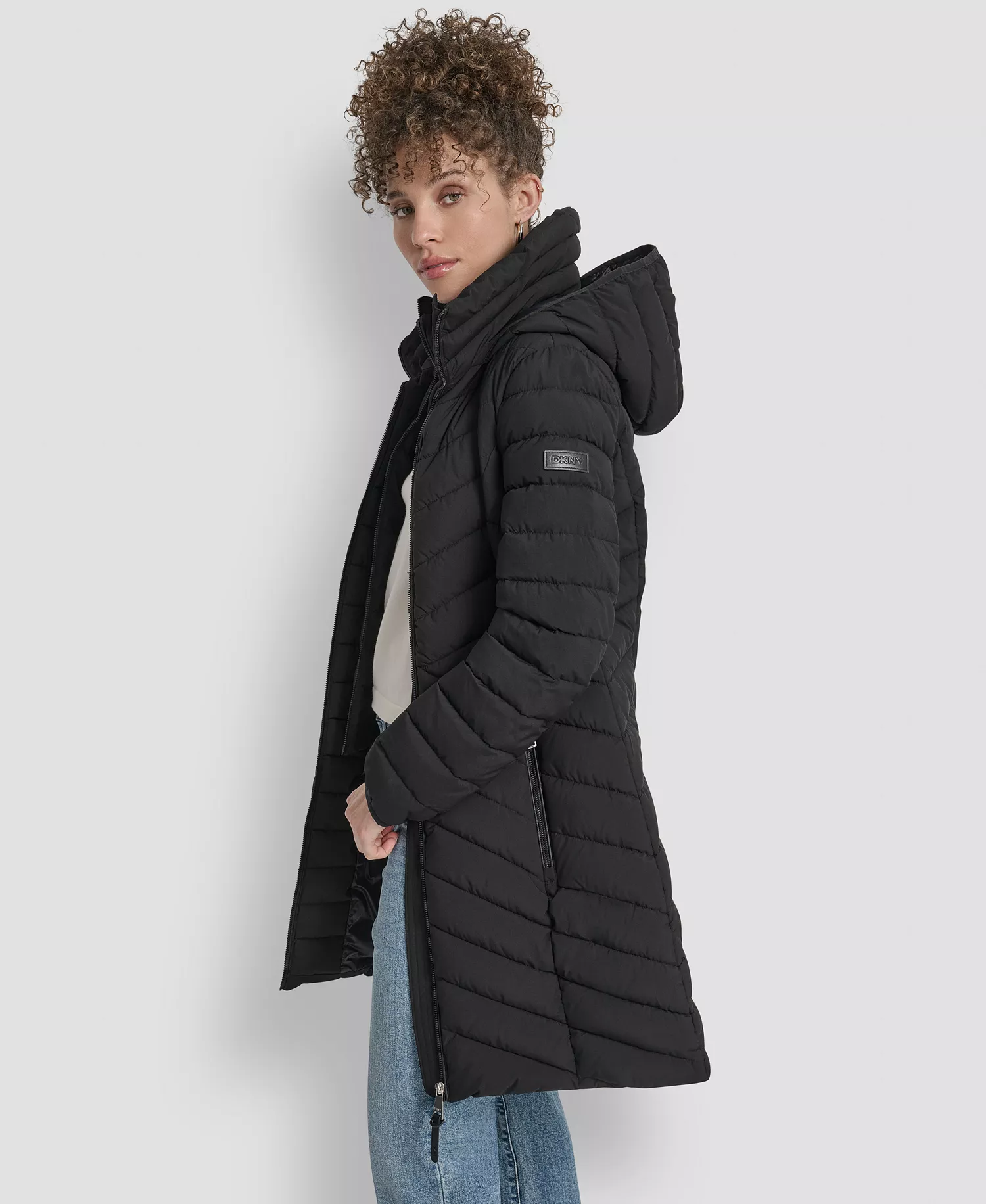 Women's Bibbed Packable Puffer Coat - Black - L