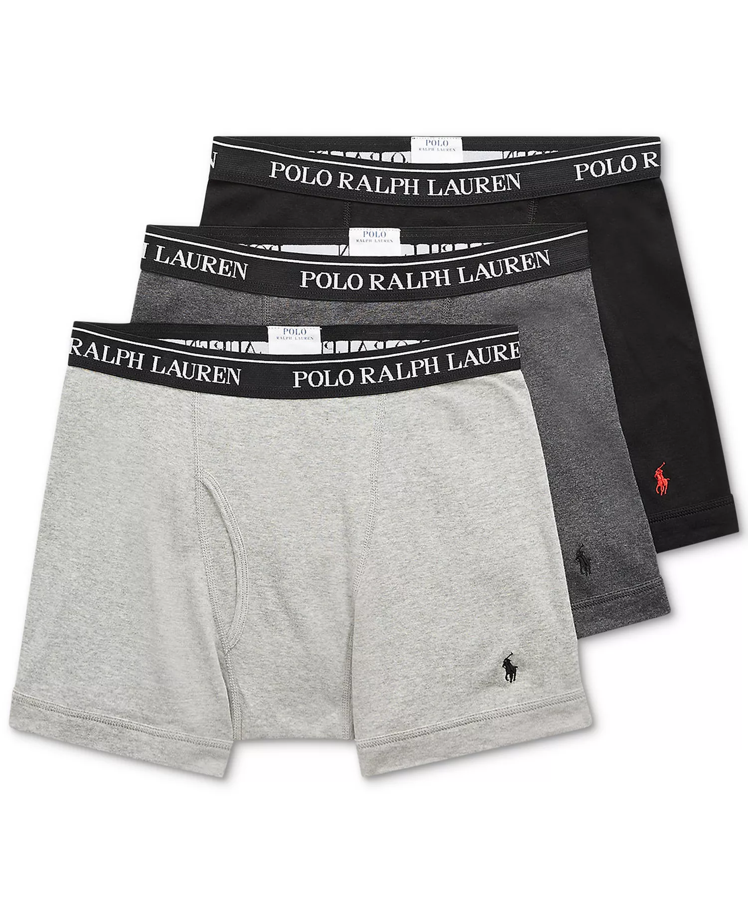 Men's 3-Pack Big & Tall Cotton Boxer Briefs - Black/grey - 1X