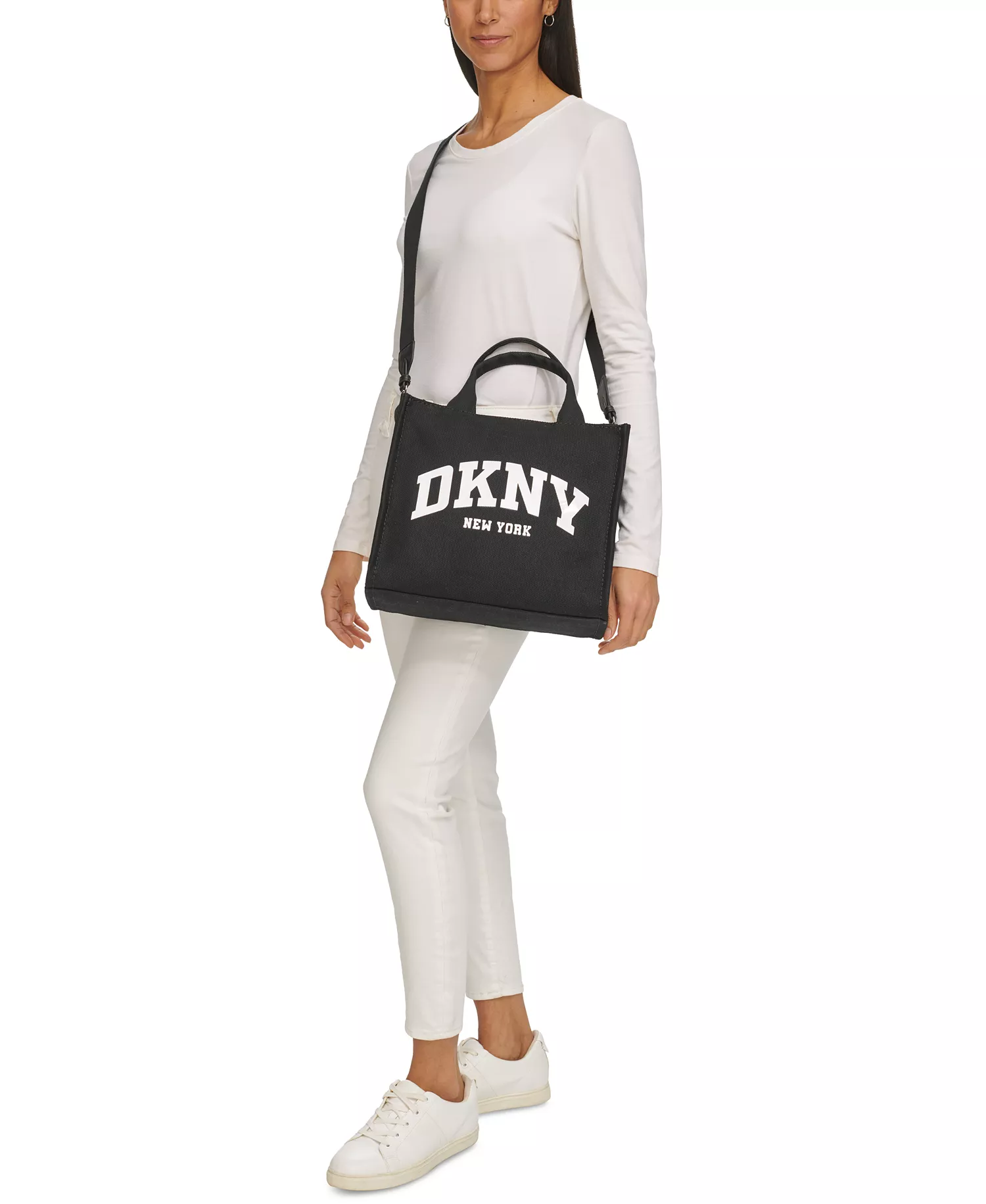 Hadlee Canvas Medium Tote  - Black/ Sliver - NO SIZE