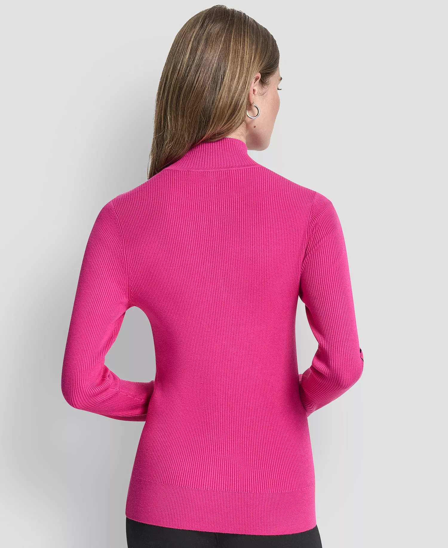 Women's Quarter Zip Mock Neck Sweater - Fuchsia - S