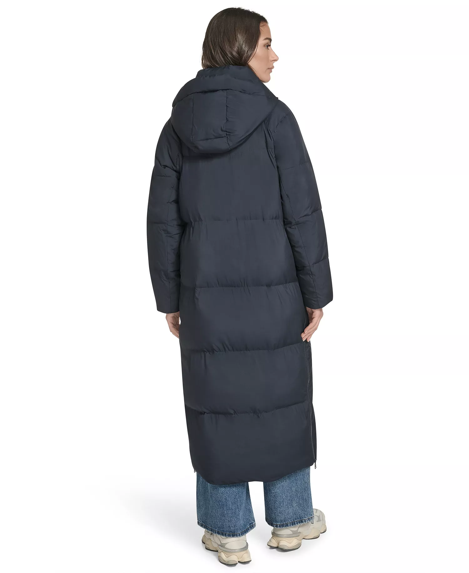 Women's Regular Extra Long Quilted Parka Jacket - Navy - L