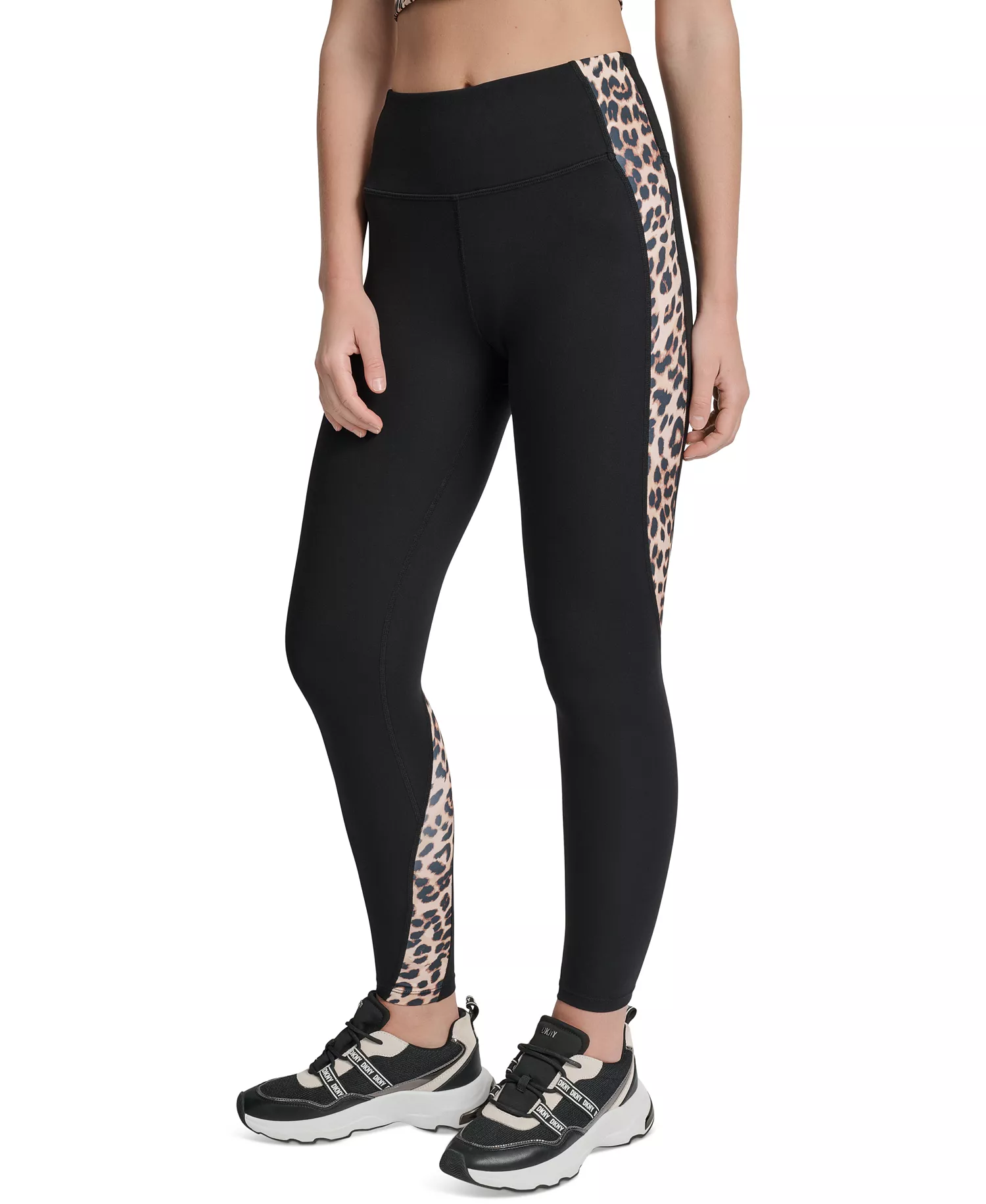 Women's Color-Block Super High-Waist Compression Leggings - Black/Roar Whiskey - XS