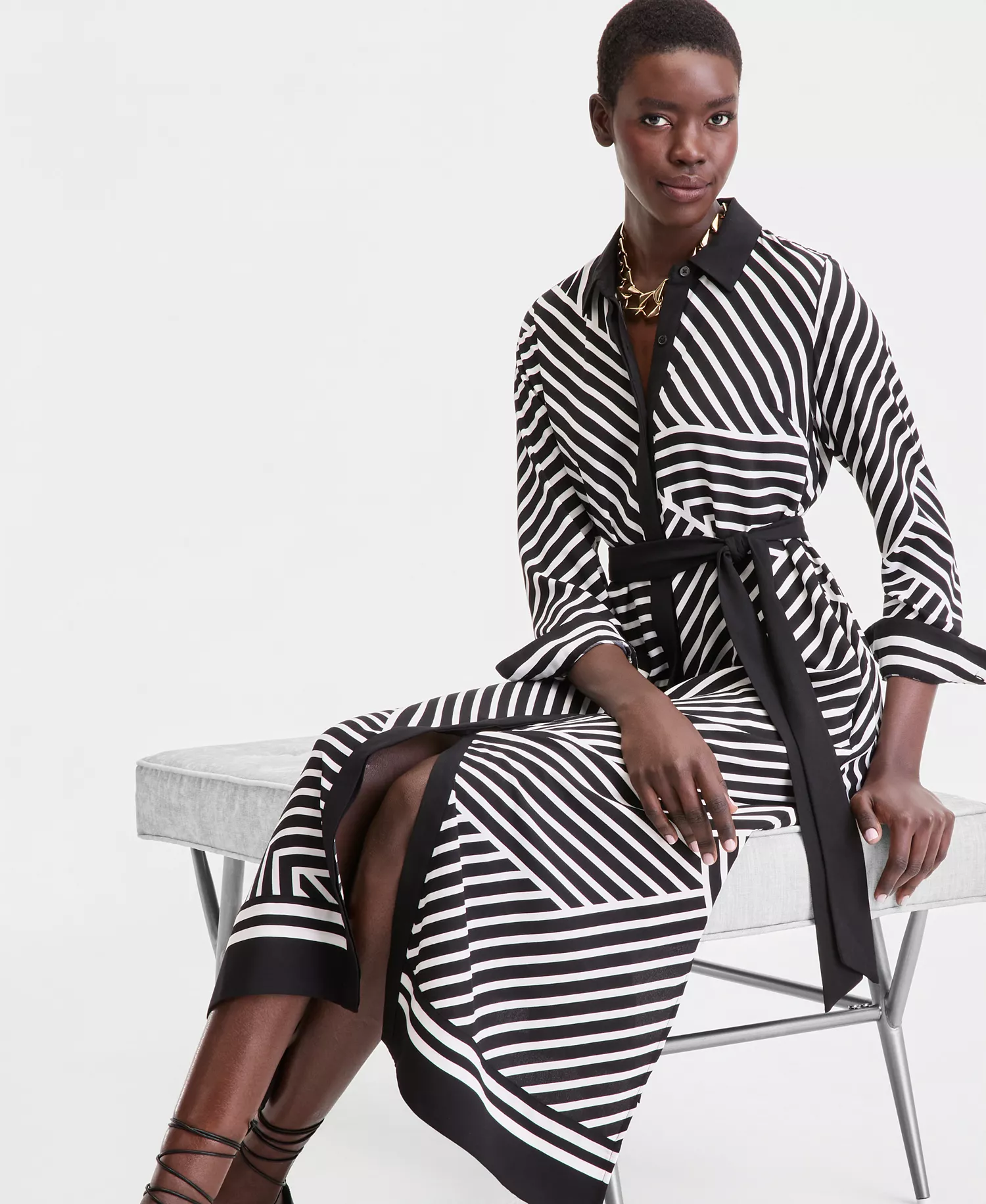 Women's Long Sleeve Geo Print Shirtdress, Macy's Exclusive  - Rilla Patch - L