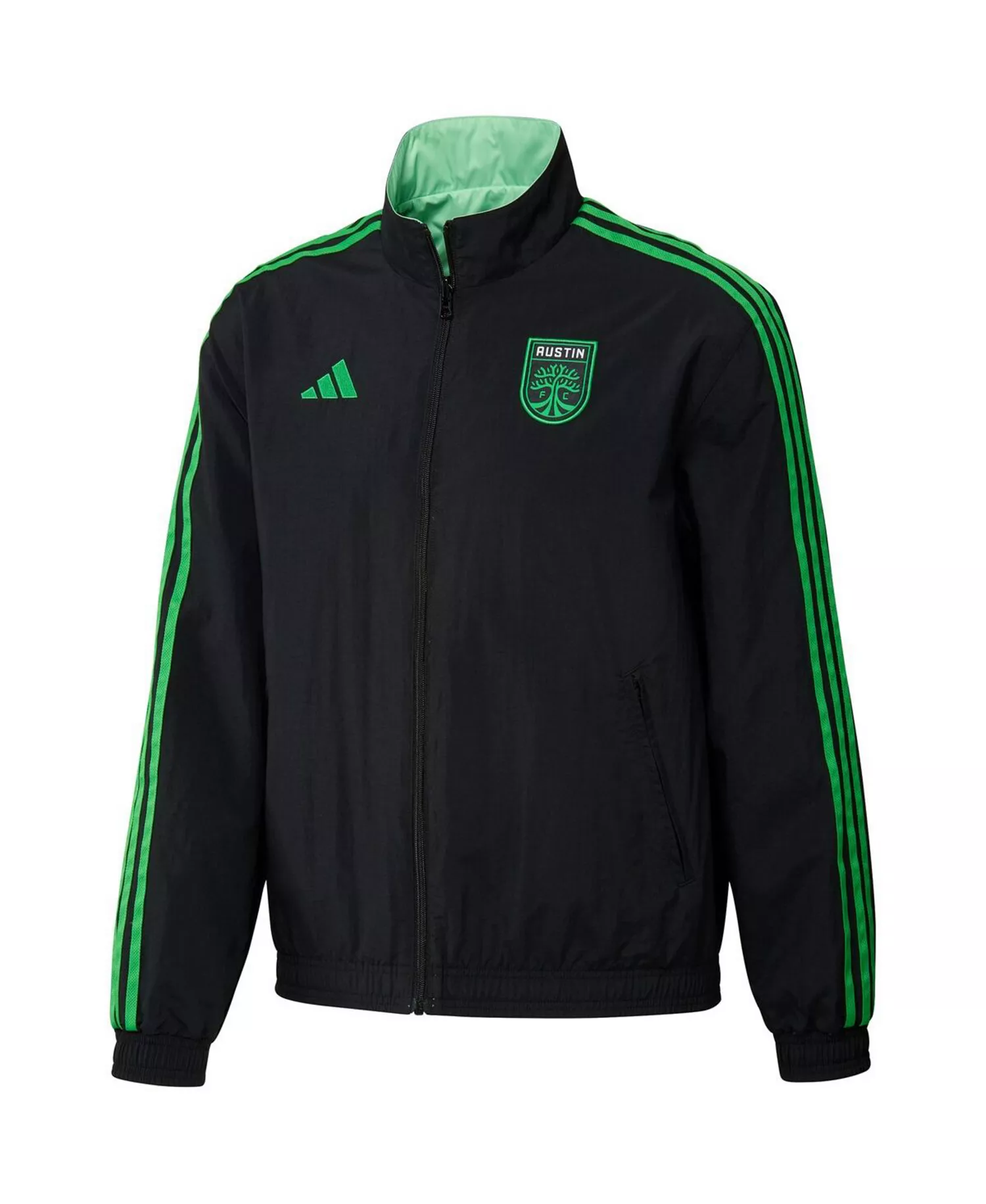 Men's Black and Green Austin FC 2023 On-Field Anthem Full-Zip Reversible Team Jacket - Black, Green - S