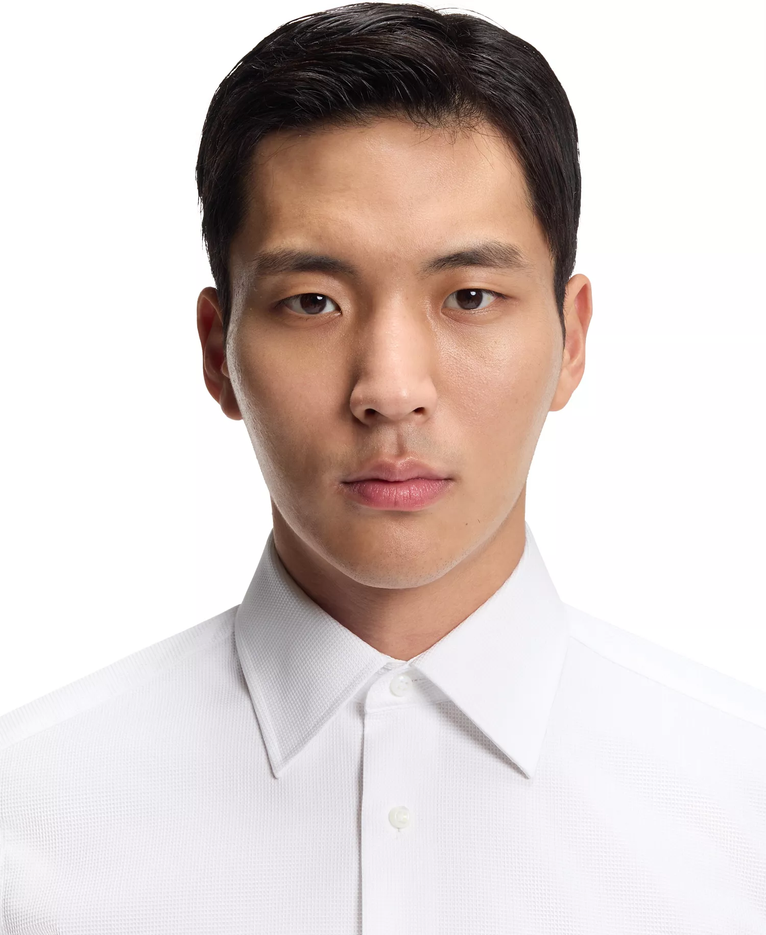 Men's Cotton Slim-Fit Dress Shirt - White - 14.5