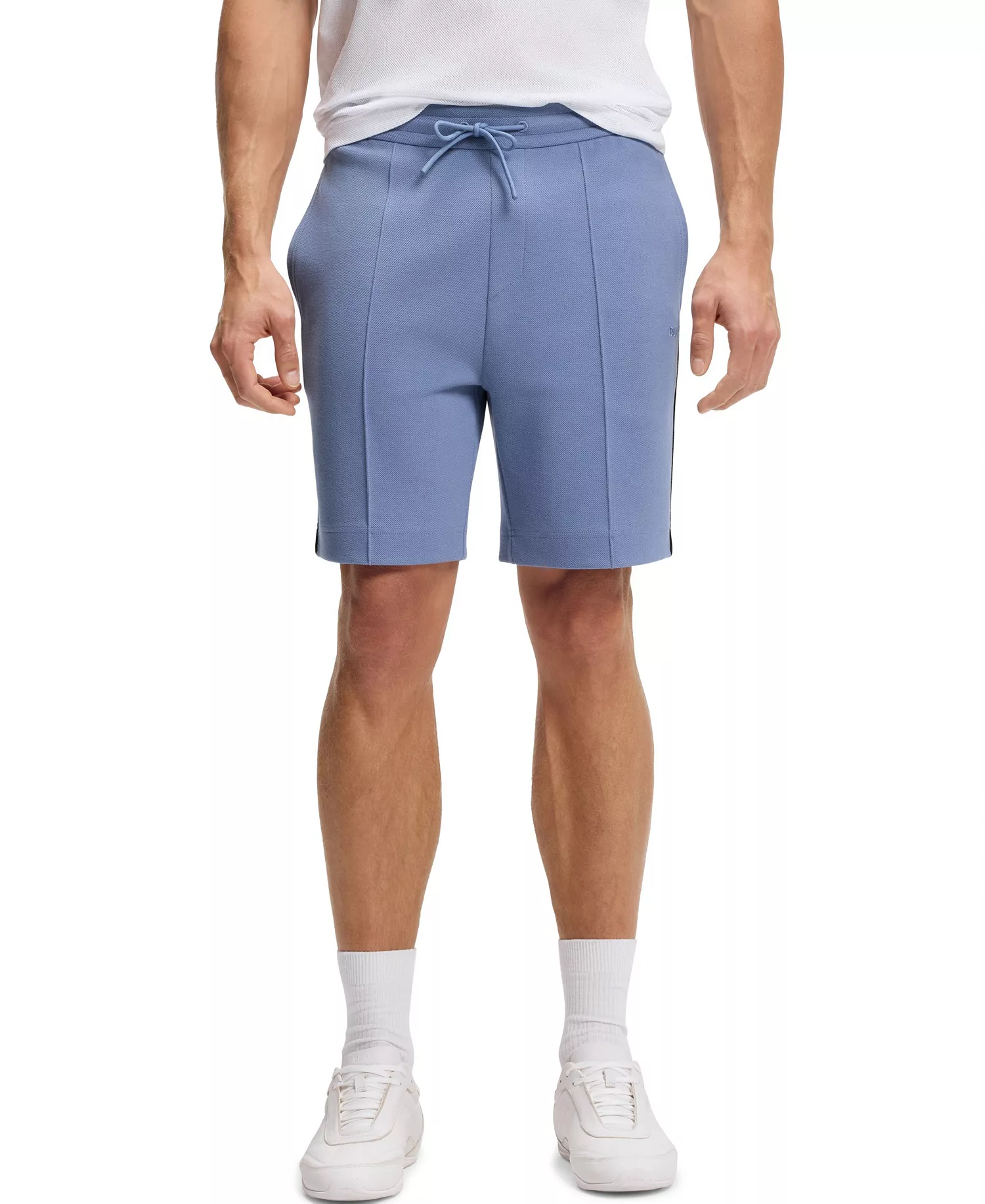Men's Cotton-Blend Piping Trim Shorts - Open Blue - 2XL