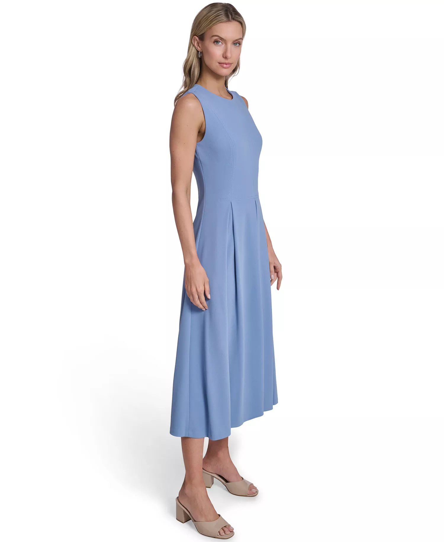 Women's Sleeveless Pleated Midi A-Line Dress - Bayou - 10