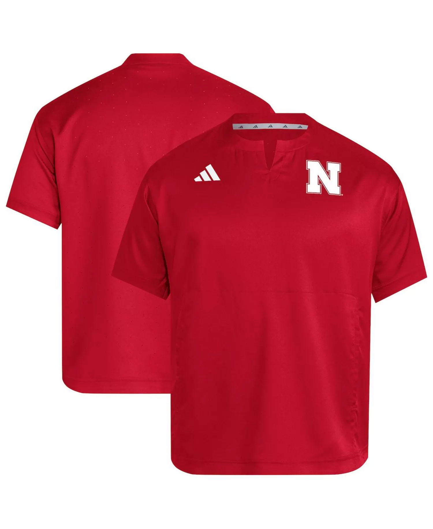 Men's Red Nebraska Huskers Dugout Coaches Adizero Notch Neck Pullover Sweatshirt - Red - L