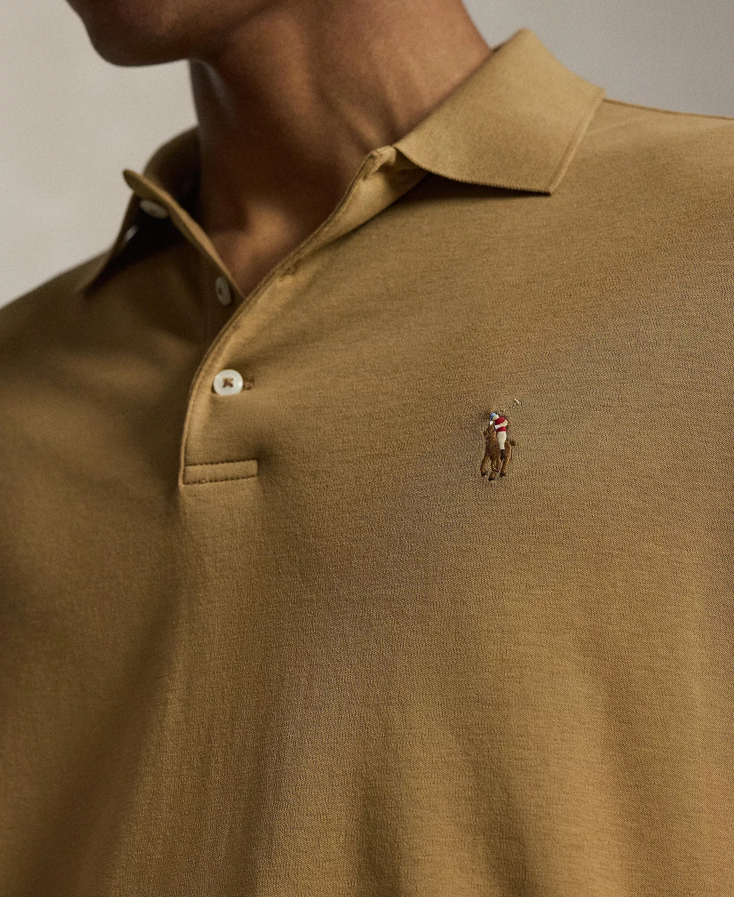 Men's Classic-Fit Soft Cotton Polo Shirt - American Heather Cream - 2XL