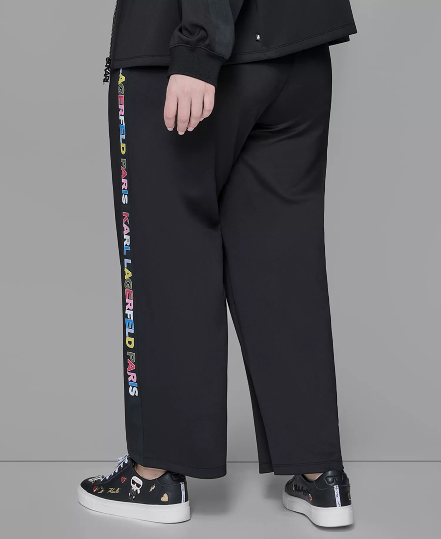 Women's Plus Size Straight Side Logo Pants - Black - 0X