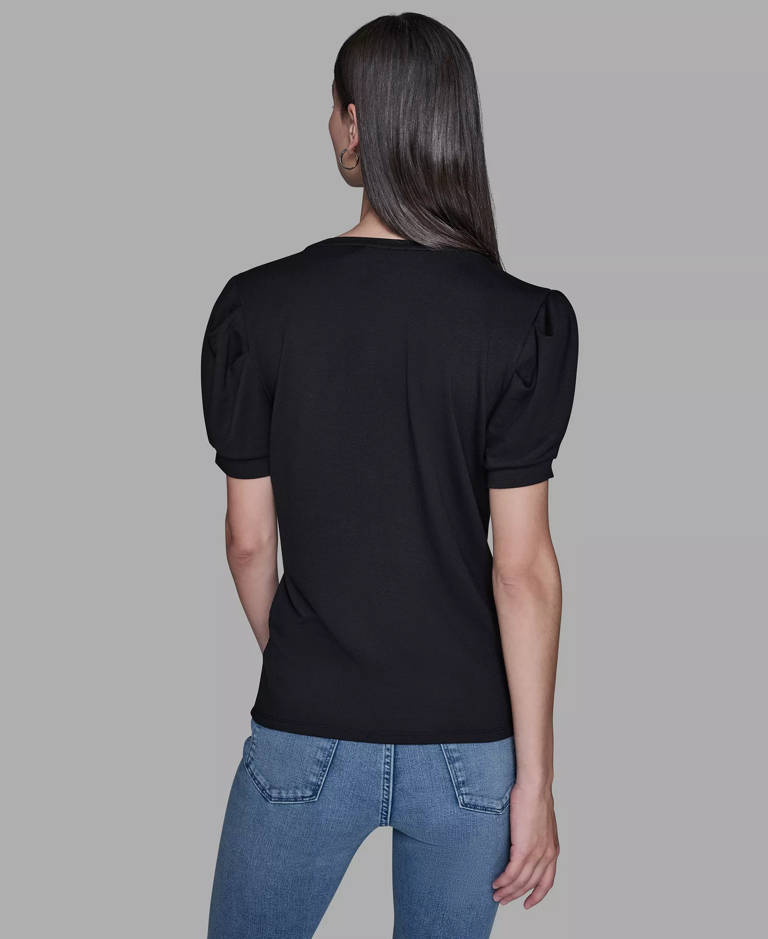 Women's Printed Short-Sleeve Top - Black - L