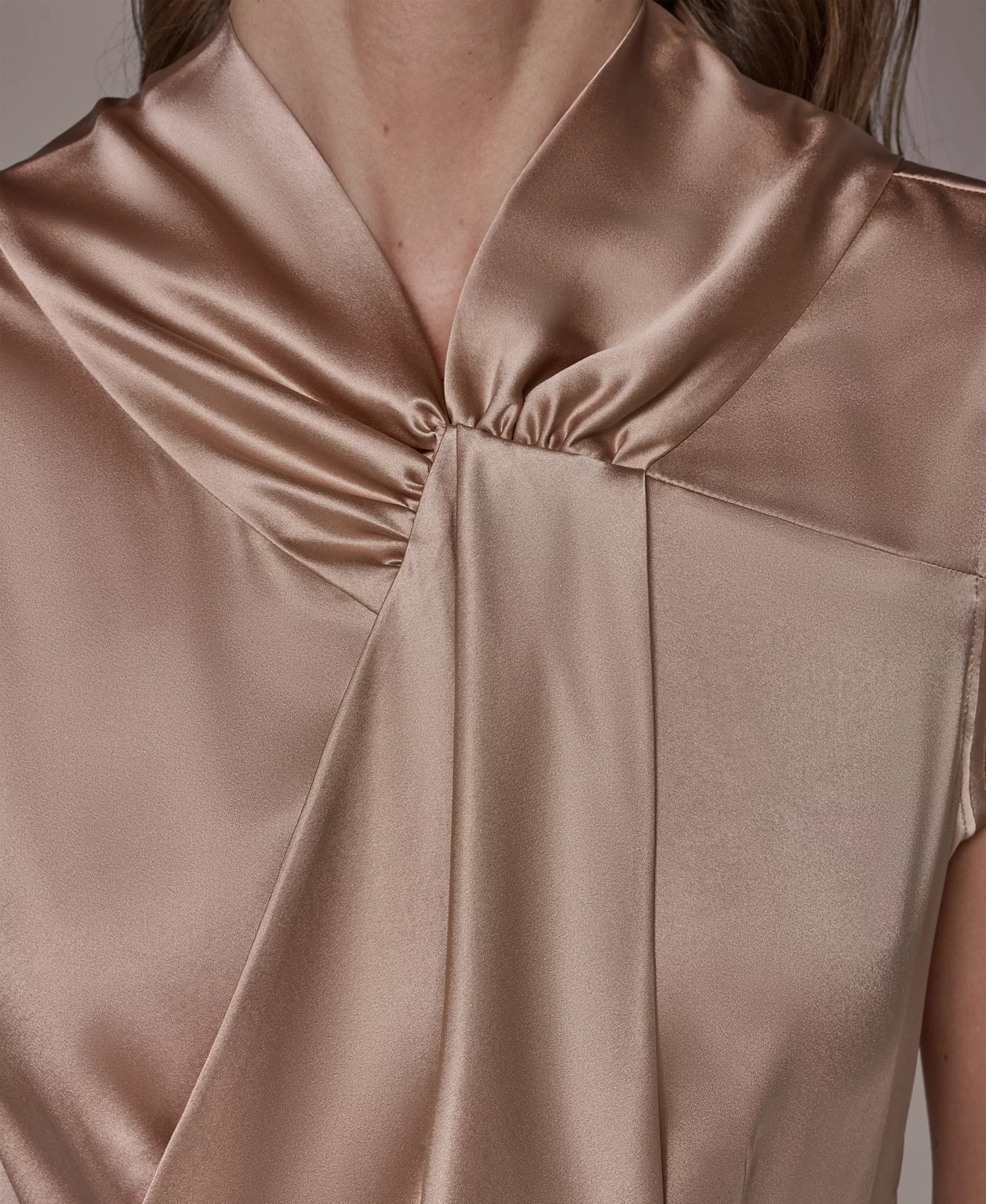 Women's Silk Mock Neck A-Line Dress - Snow Petal - 10