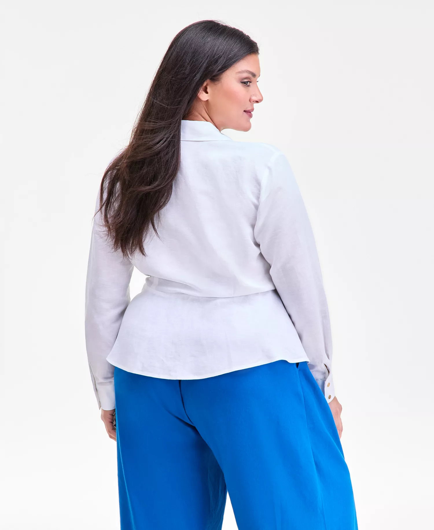 Plus Size Linen-Blend Tied Surplice Top, Exclusively at Macy's - Bright White - 0X