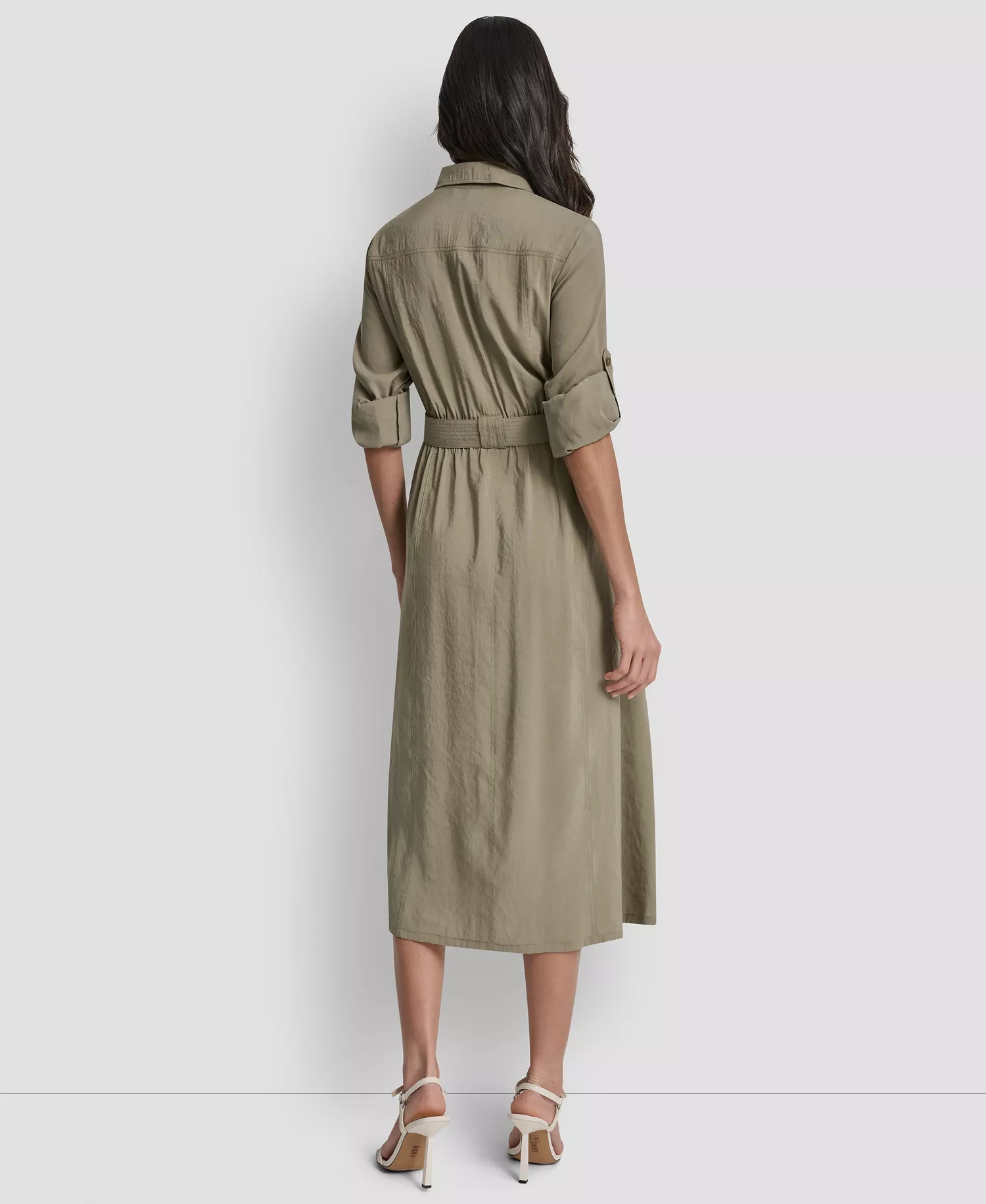 Women's Long-Sleeve Collared Roll Tab Fuji Cargo Dress - Lght Fatigue - L