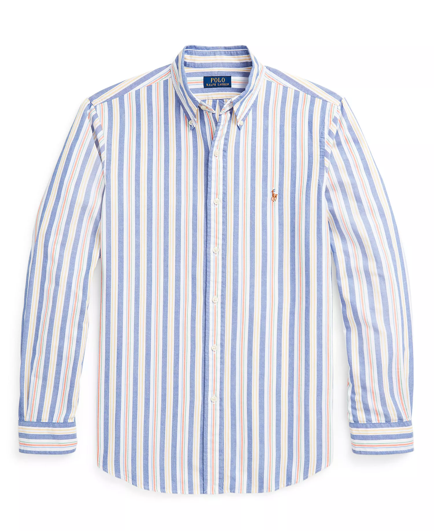 Men's Custom-Fit Striped Oxford Shirt - Blue - 2XL