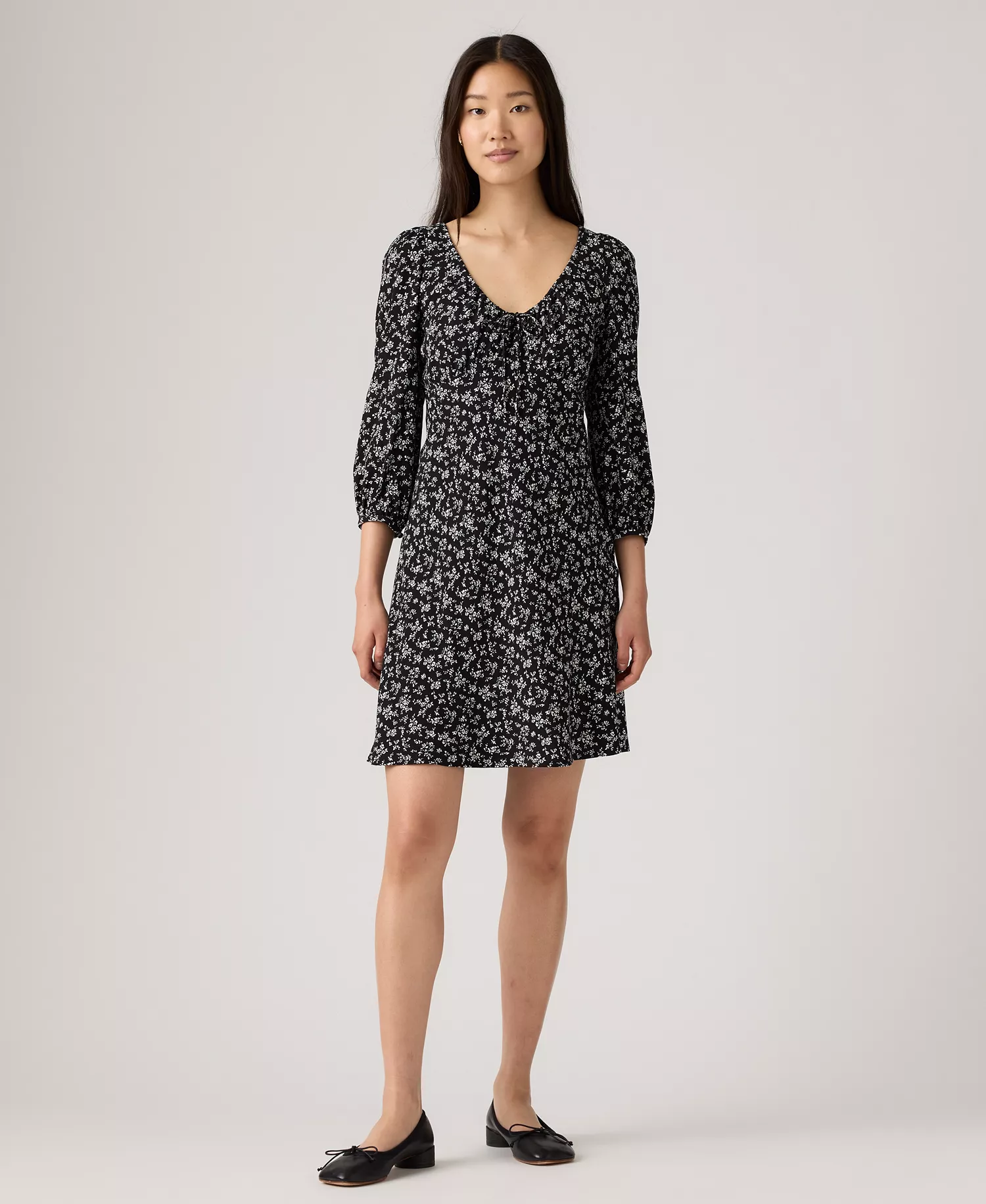 Women's Odette Holiday V-Neck Mini Dress - Curie Floral Anthracite Night - L