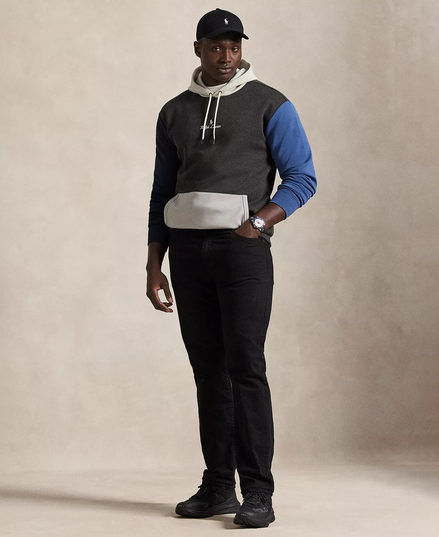 Men's Big & Tall Long-Sleeve Logo Double-Knit Hoodie - Dark Charcoal Heather Multi - 2LT