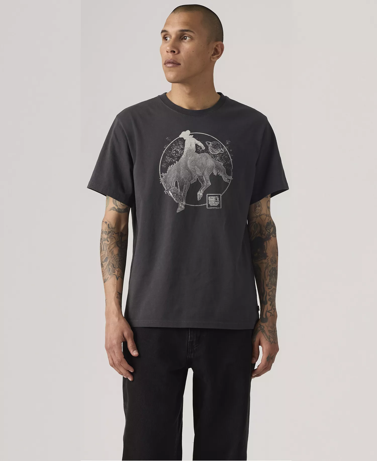 Men's Relaxed-Fit Short-Sleeve Graphic T-Shirt - Cowboy scenic phantom - L
