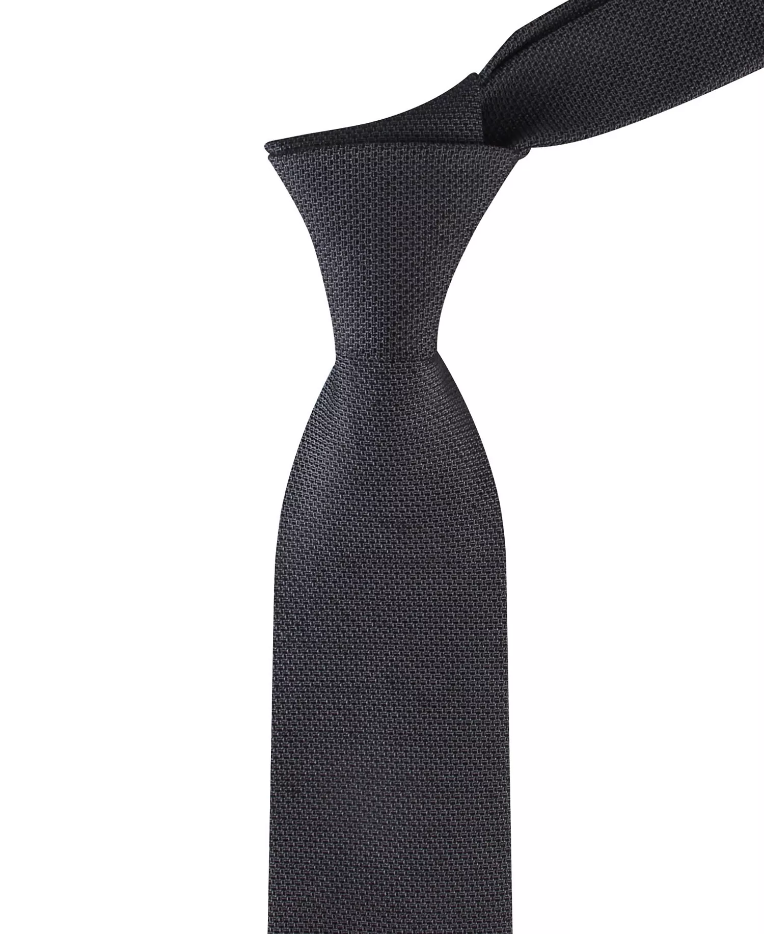 Men's Textured Solid Silk & Linen Blend Tie - Charcoal - ONE SIZE