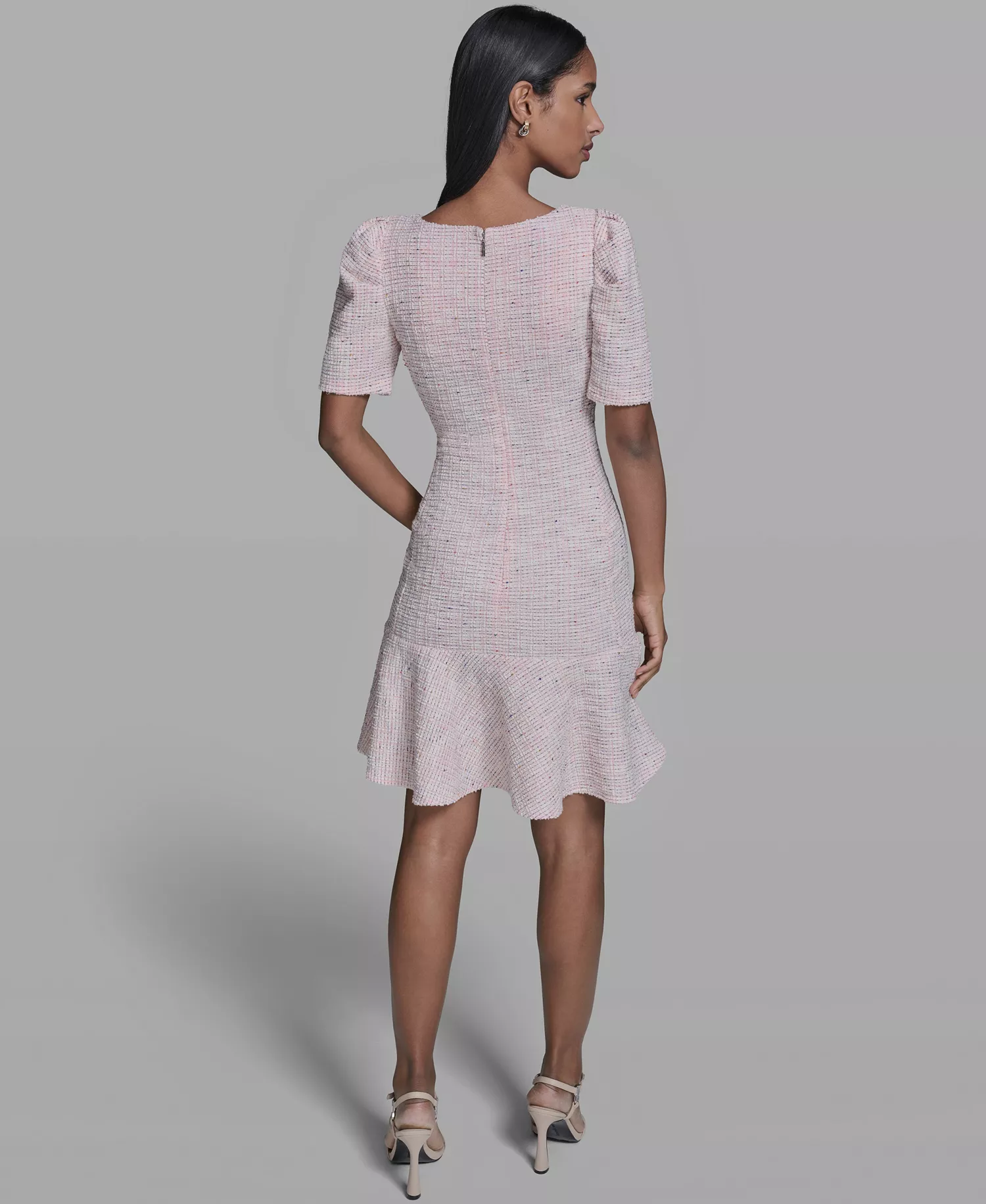 Women's Flounce Hem Square Neck Dress - Pink Multi - 0