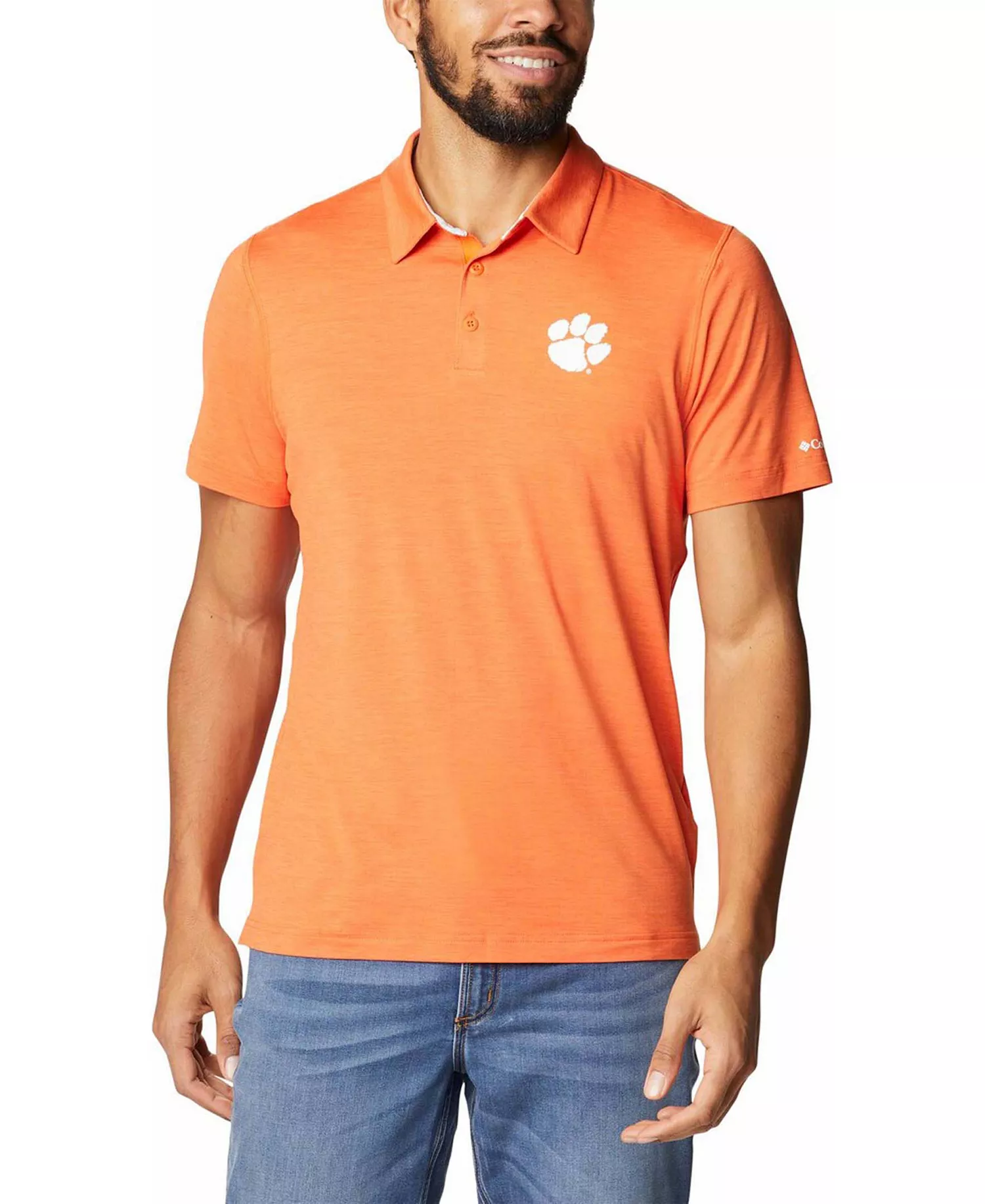 Men's Orange Clemson Tigers Tech Trail Space Dye Omni-Shade Polo - Orange - XL