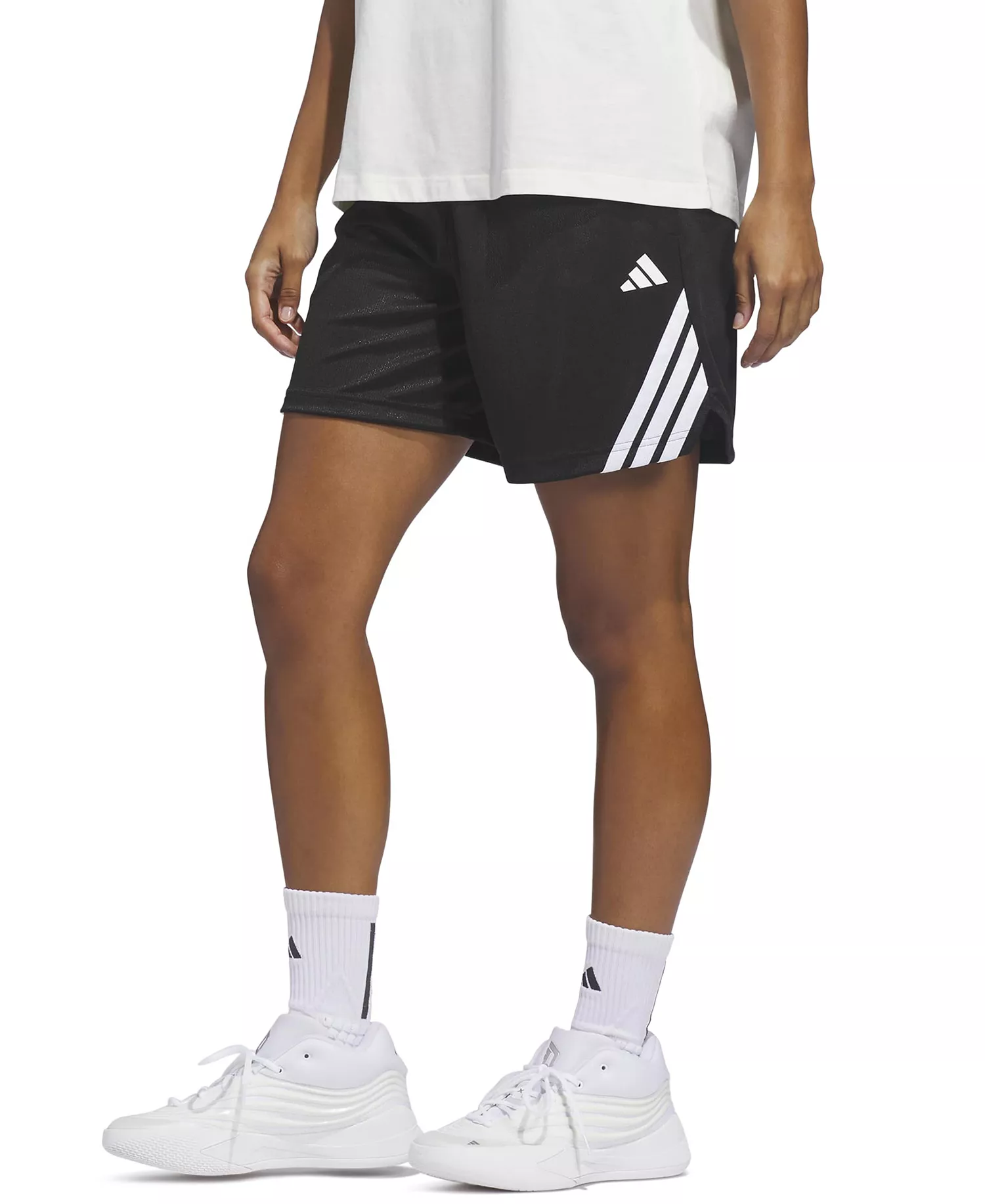 Women's 3-Stripe Basketball Shorts - Black - 2XL