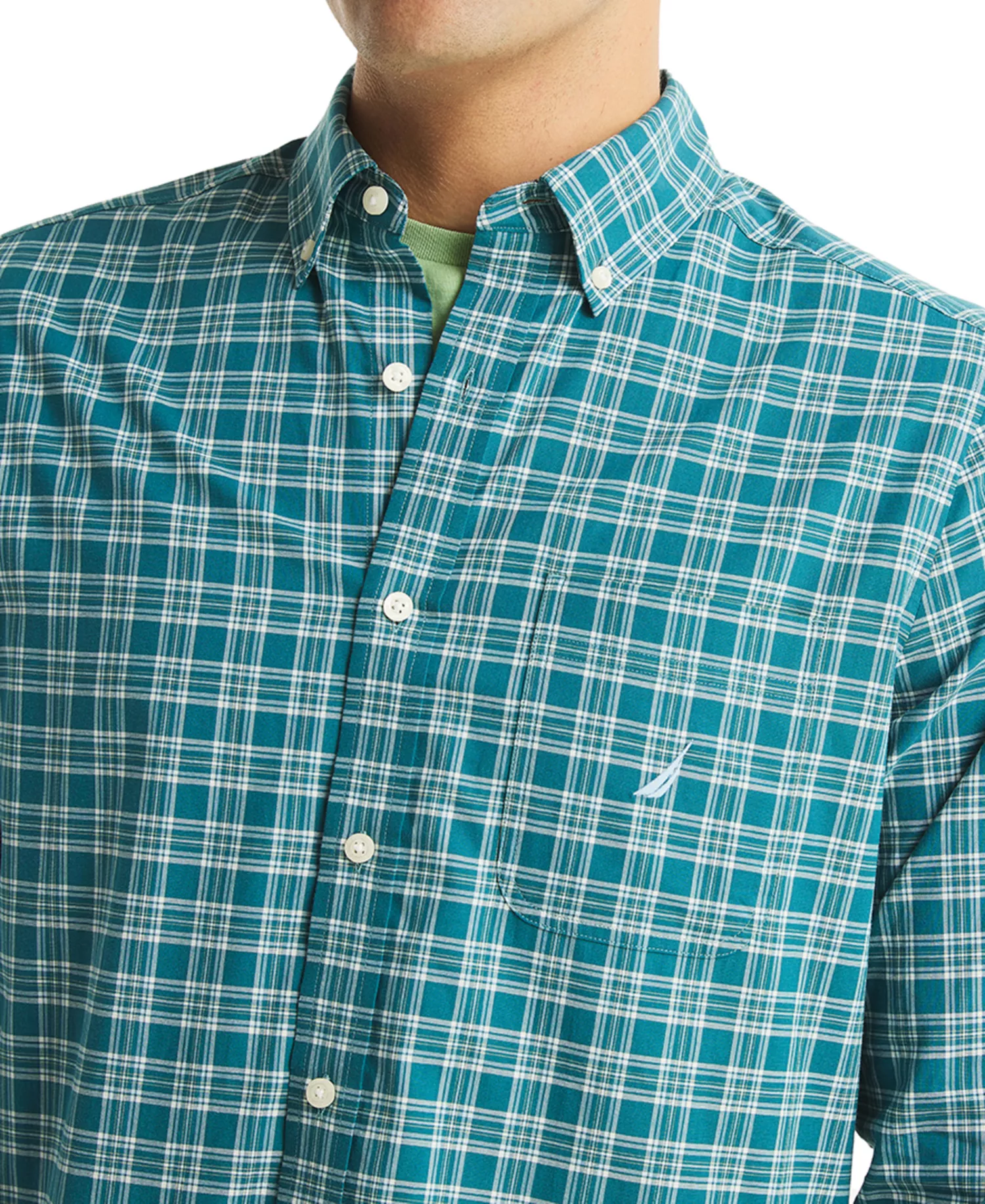 Men's Long Sleeve Plaid Button-Down Shirt - Blue Coral - 2XL