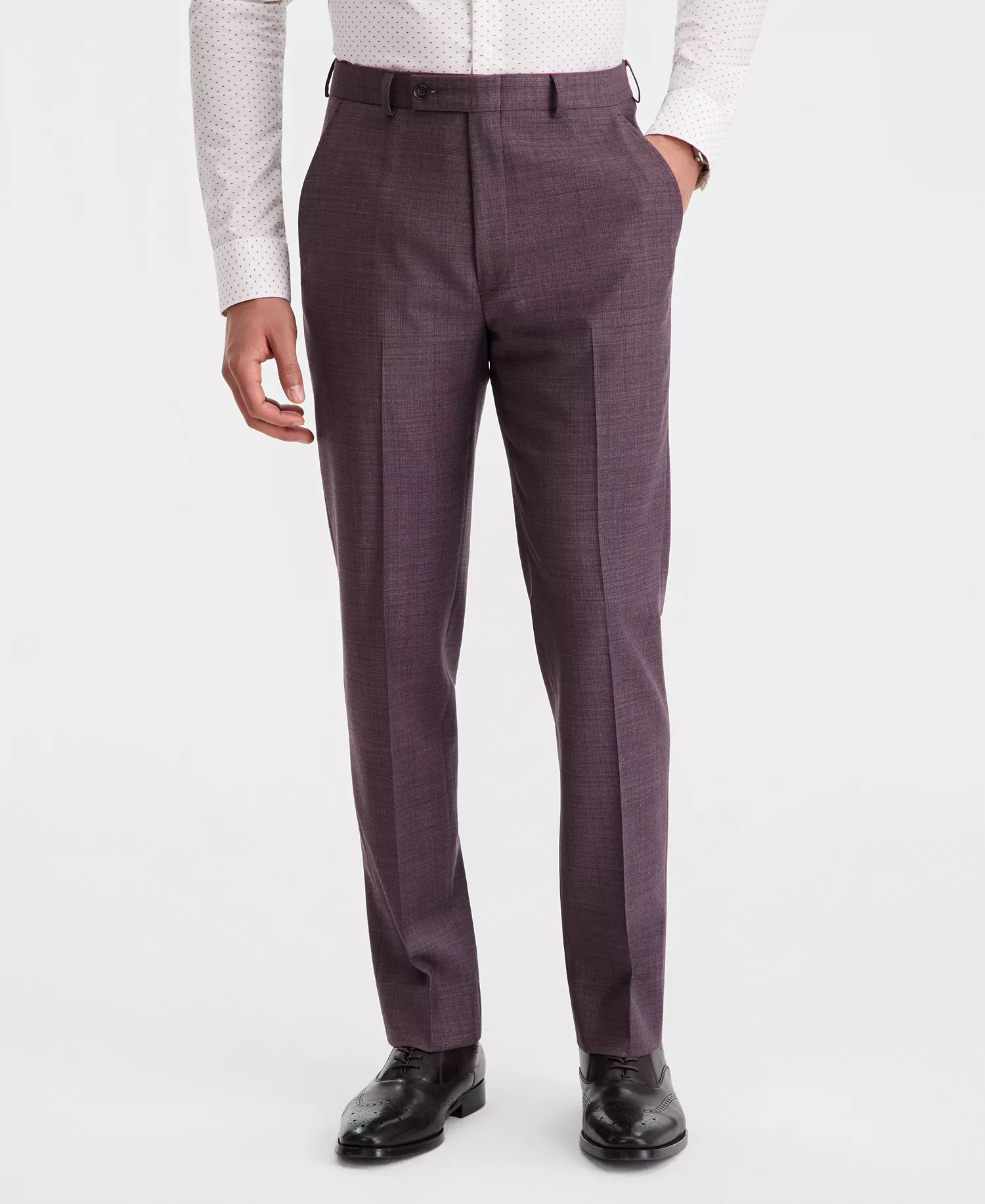 Men's Slim-Fit Wool-Blend Suit Separates Pants - Purple - 28x29