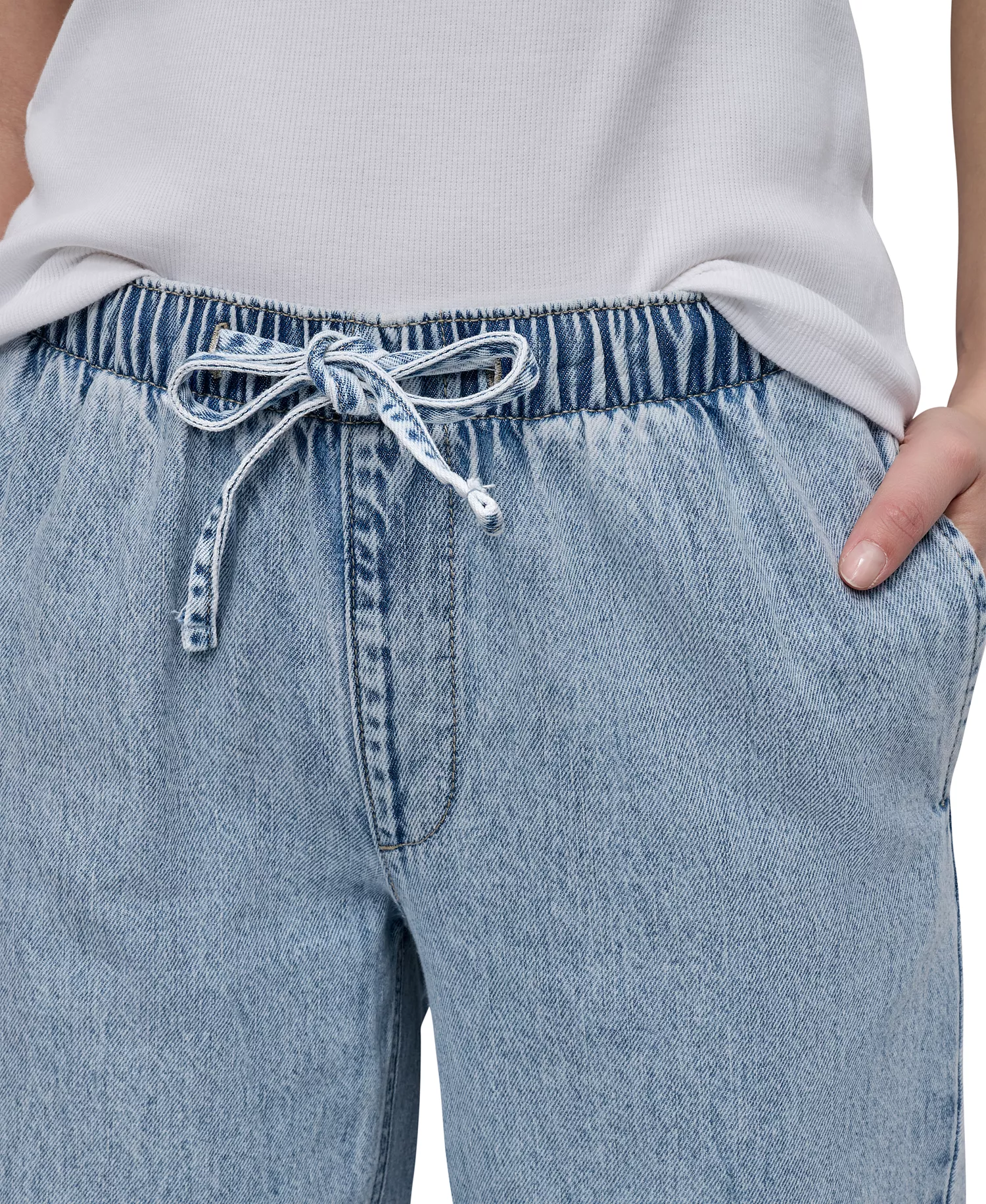 Women's High Rise Drawstring-Waist Cotton Jeans - RFN - REFLECTION - XXS