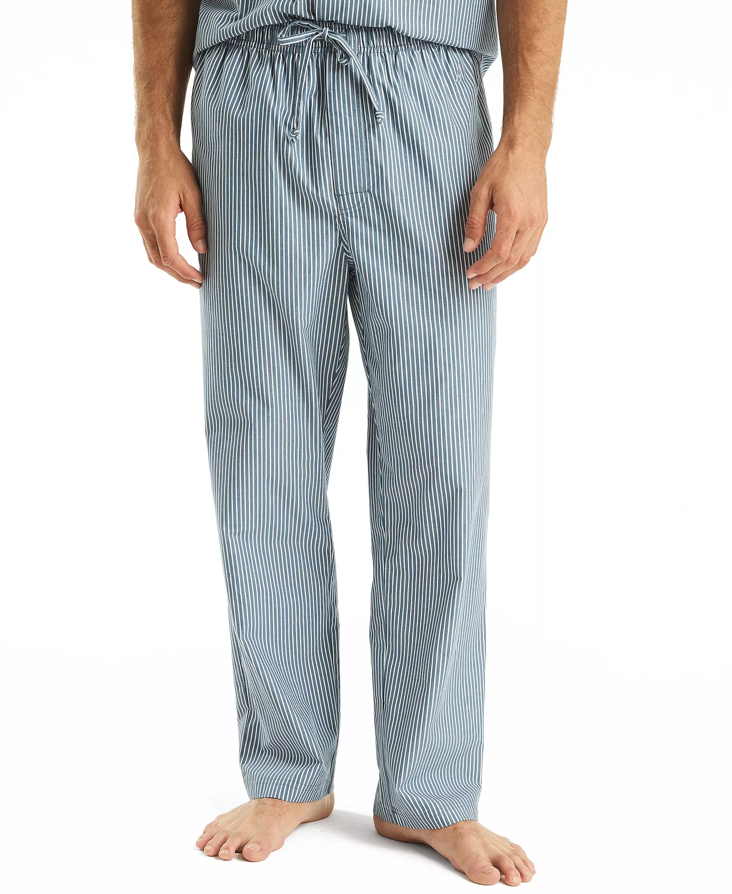 Men's Striped Poplin Pajama Pants - Ensign Blue - L
