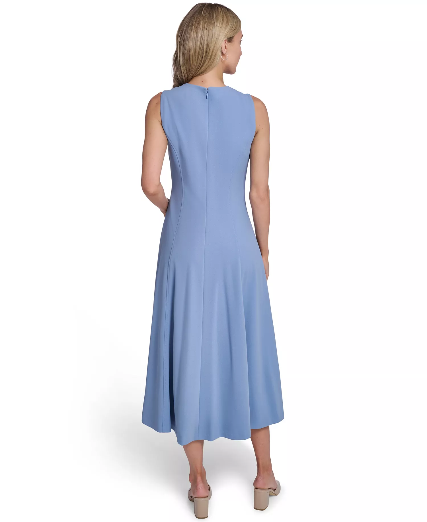 Women's Sleeveless Pleated Midi A-Line Dress - Bayou - 10