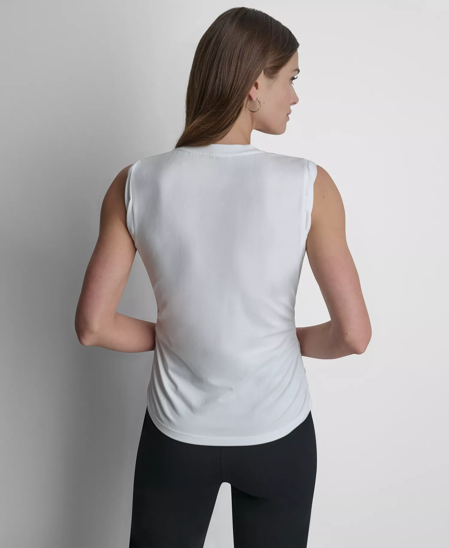 Women's Script Logo Side-Ruched Tank Top - White - L