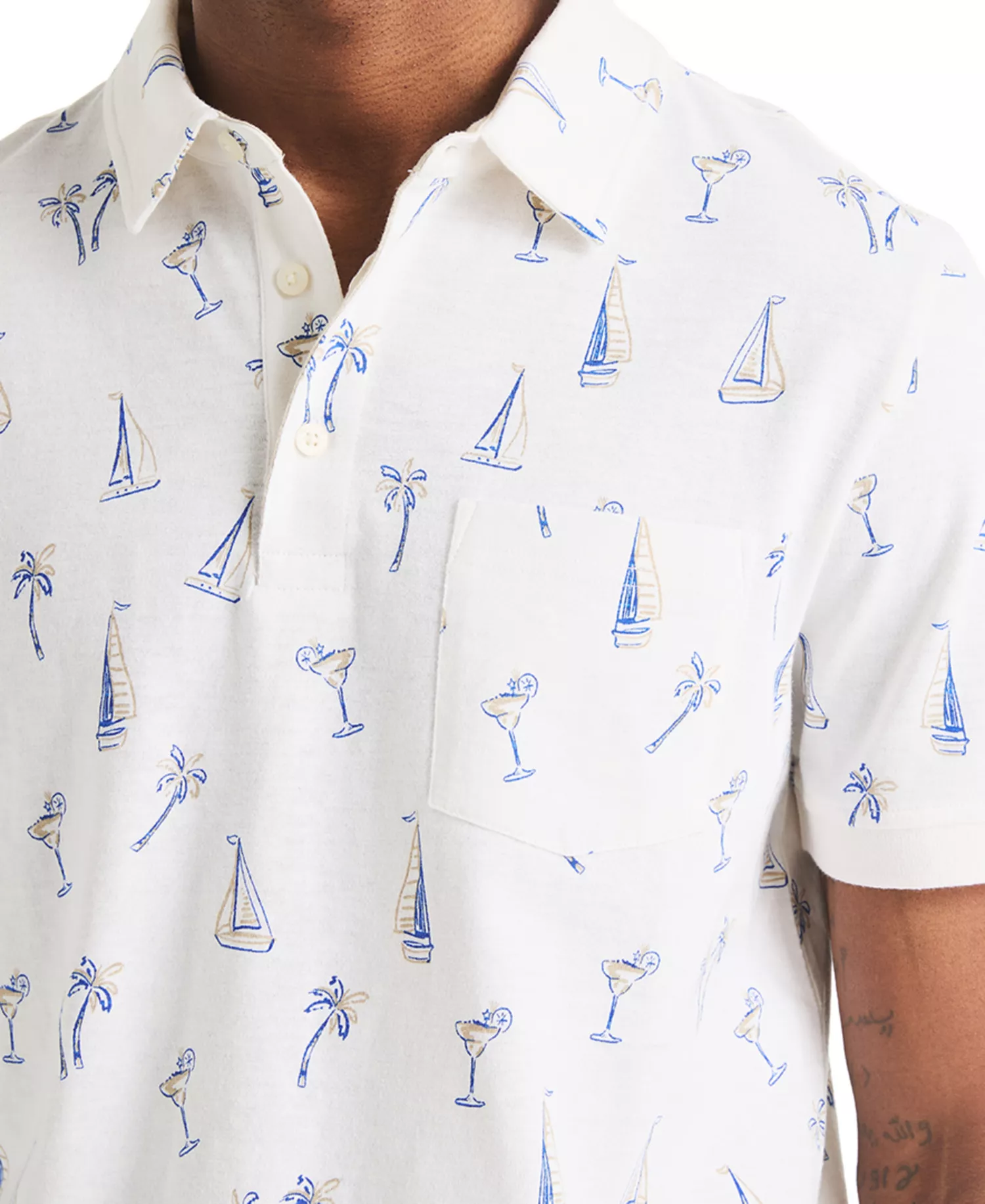 Men's Classic-Fit Sailboat Graphic Polo Shirt - Bright White - 2XL