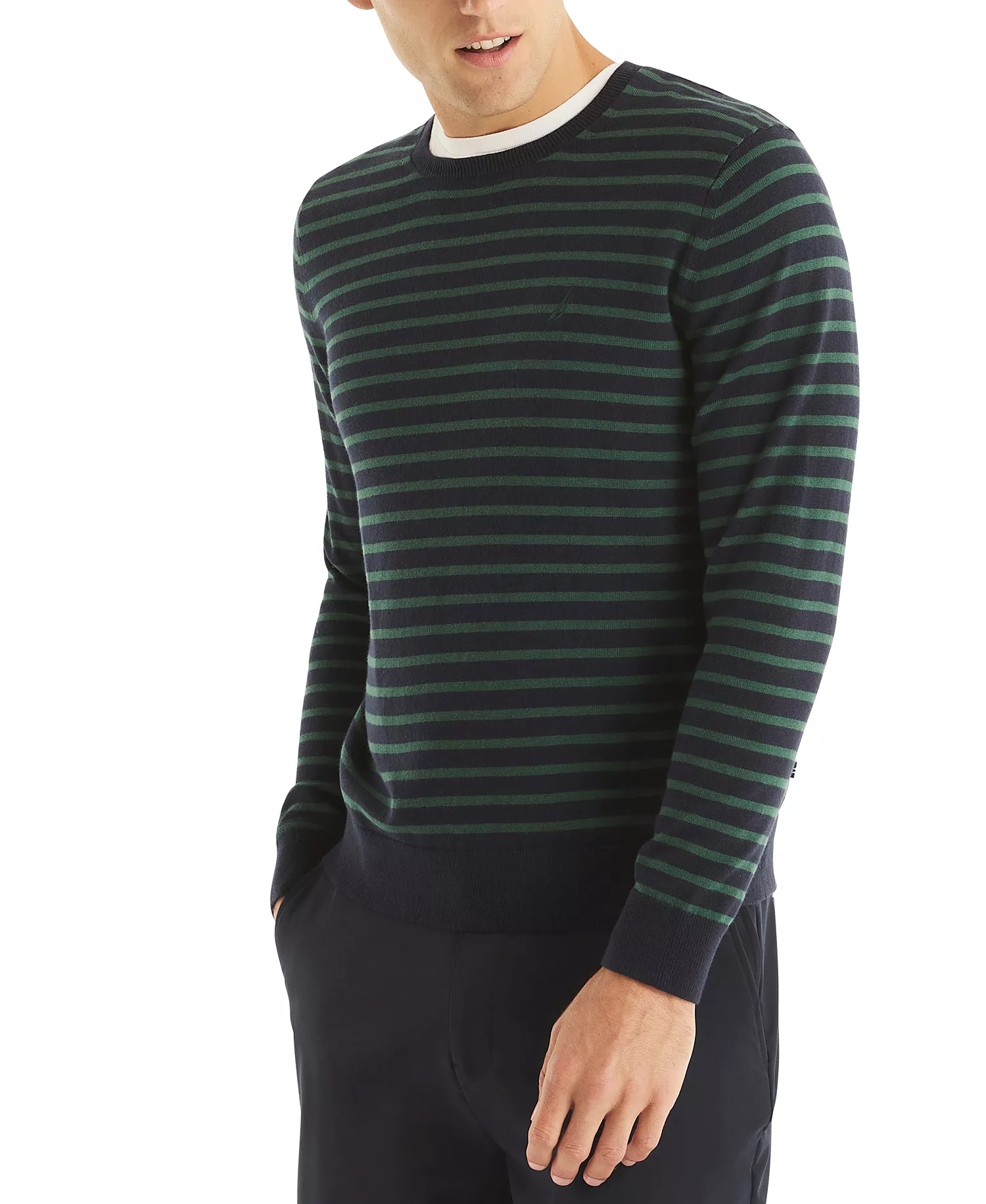 Men's Navtech Classic-Fit Stripe Crewneck Sweater  - Navy - 2XL