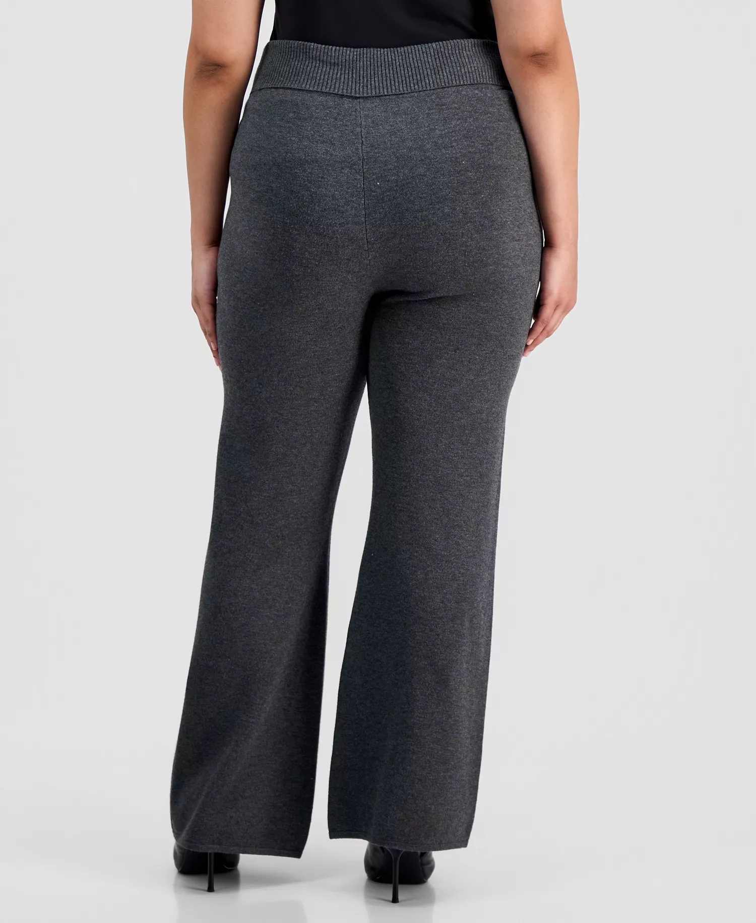Trendy Plus Size Pull-On Flare-Leg Pants, Macy's Exclusive  - City Grey - 1X