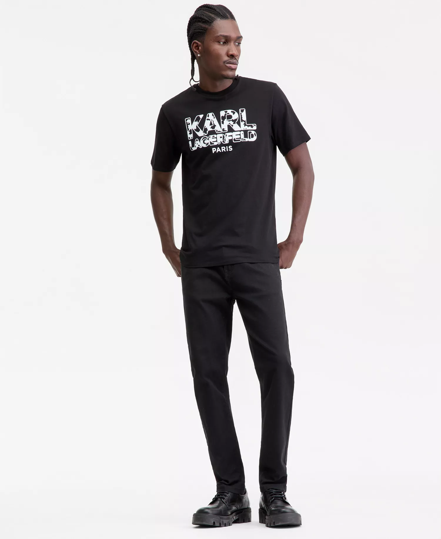 Men's Foam Textured Logo T-Shirt - BLACK - 2XL