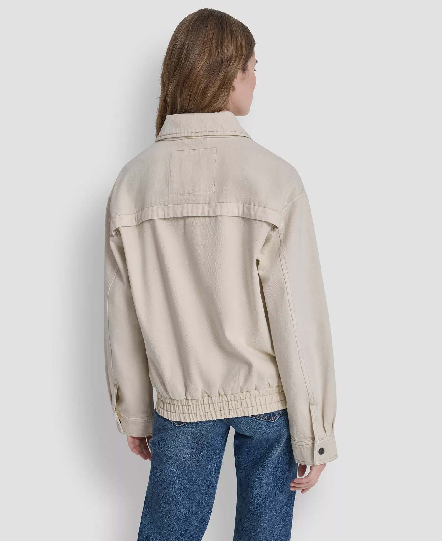 Women's Denim Bomber Coat - Parchment - L