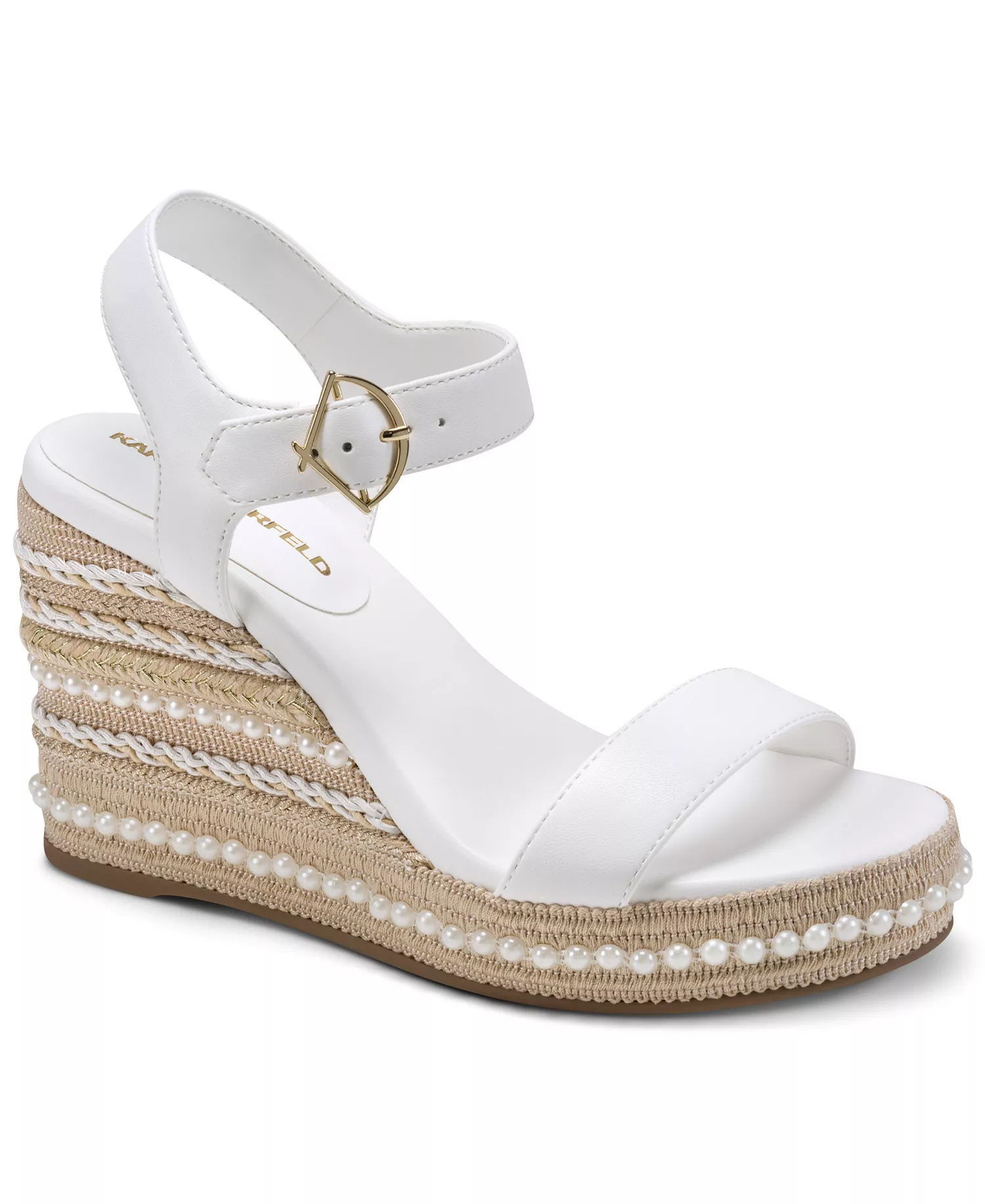 Women's Calzona Round Toe Wedge Sandals - Bright White - 10M