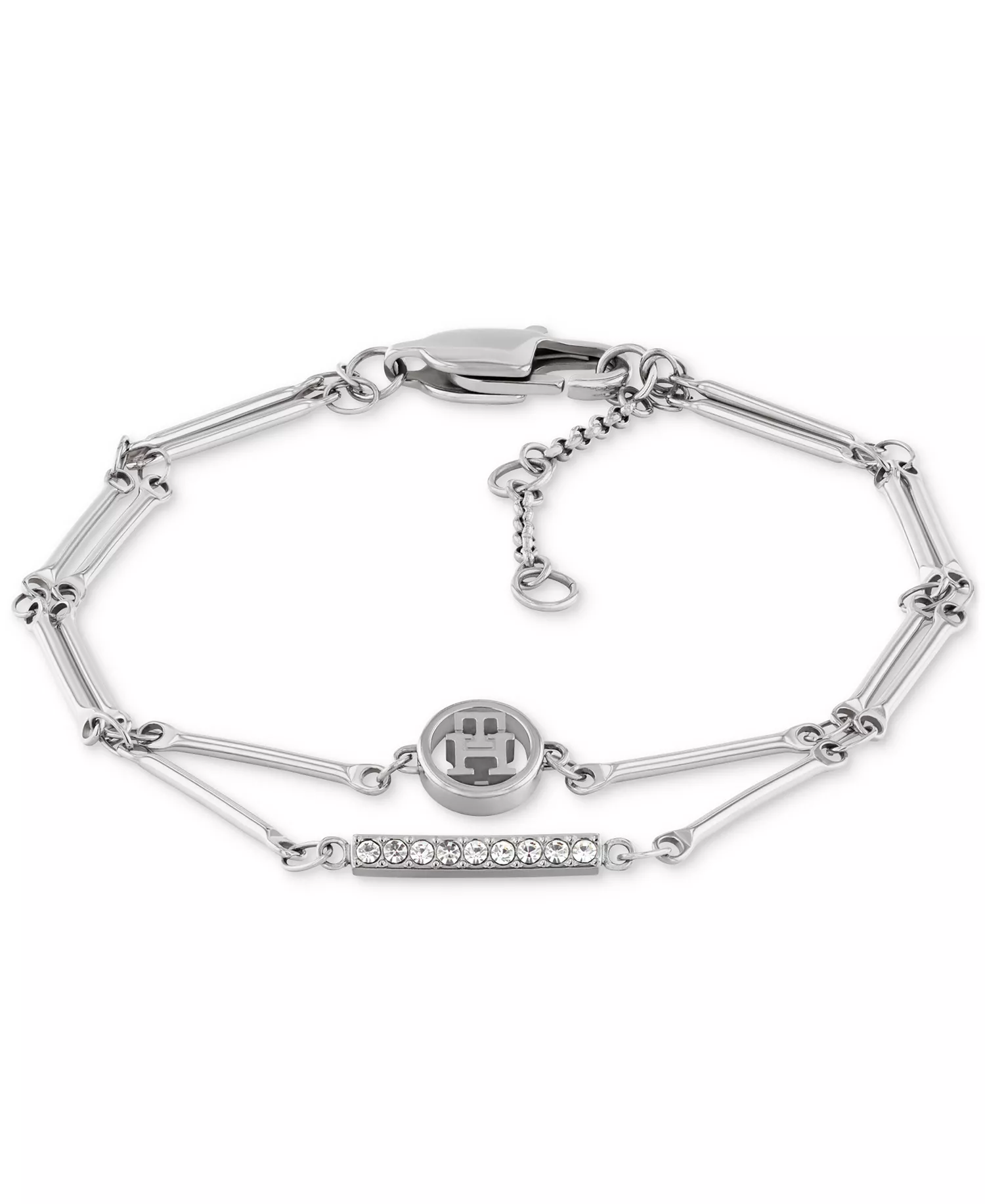 Logo & Pavé Bar Double-Row Flex Bracelet