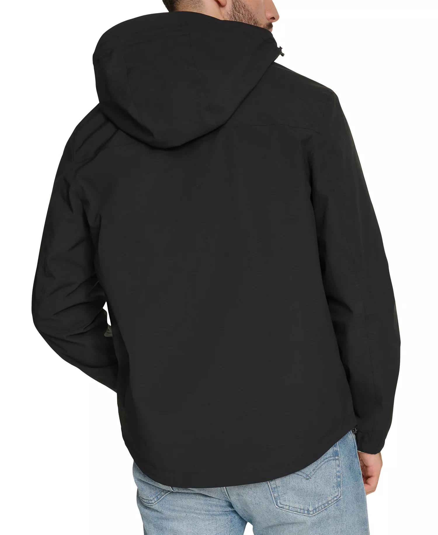 Men's Hooded Rain Jacket - Black - 2XL