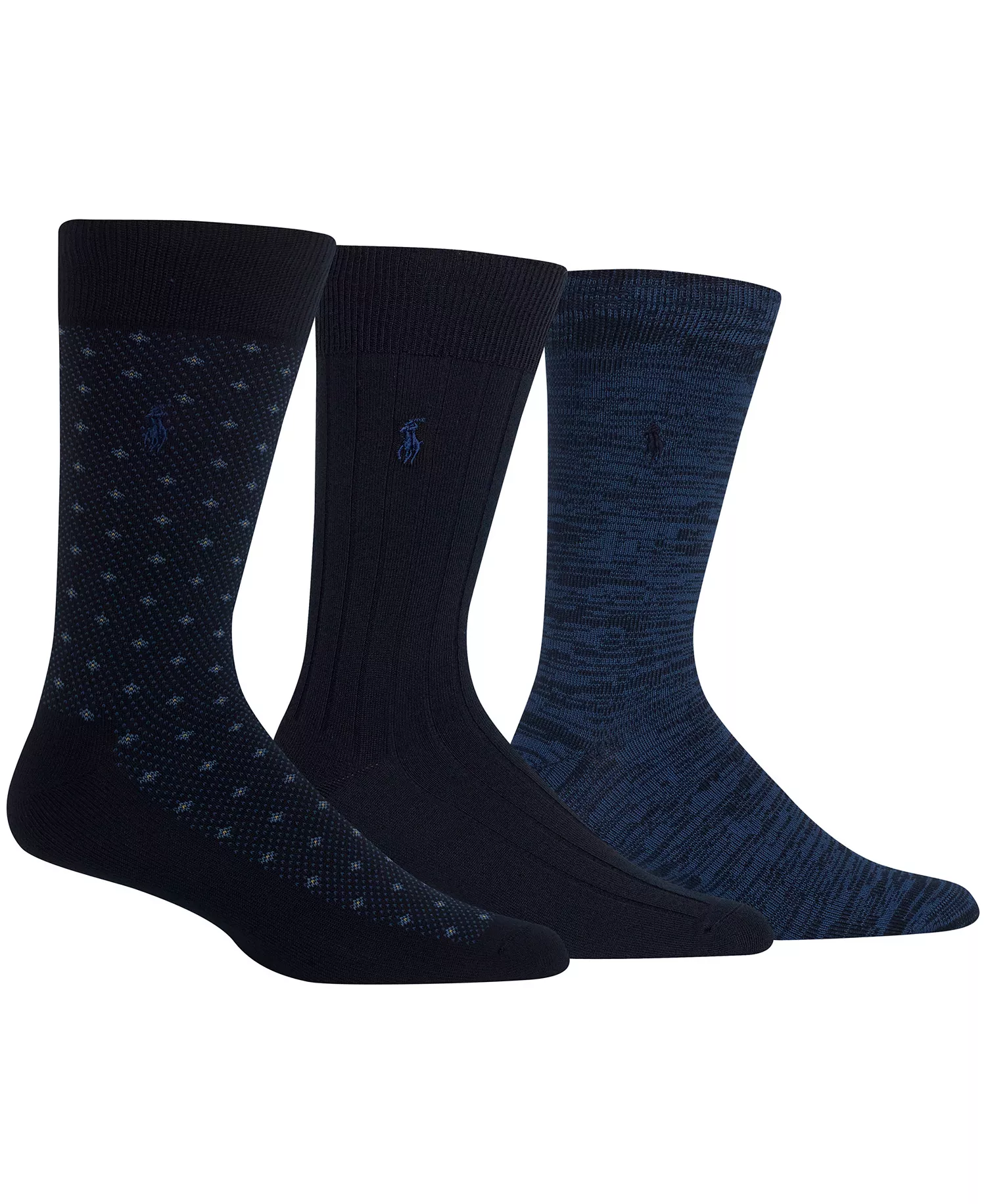 Men's Diamond Dot Dress Socks, 3 Pack - Navy - 10-13