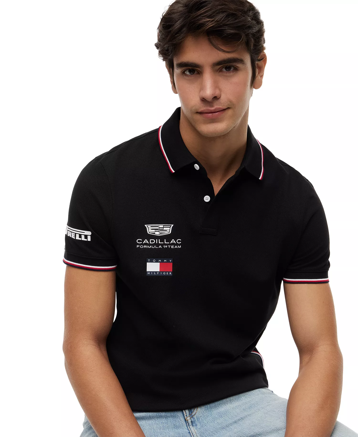 x Cadillac F1® Men's Replica Short-Sleeve Polo - Black - S