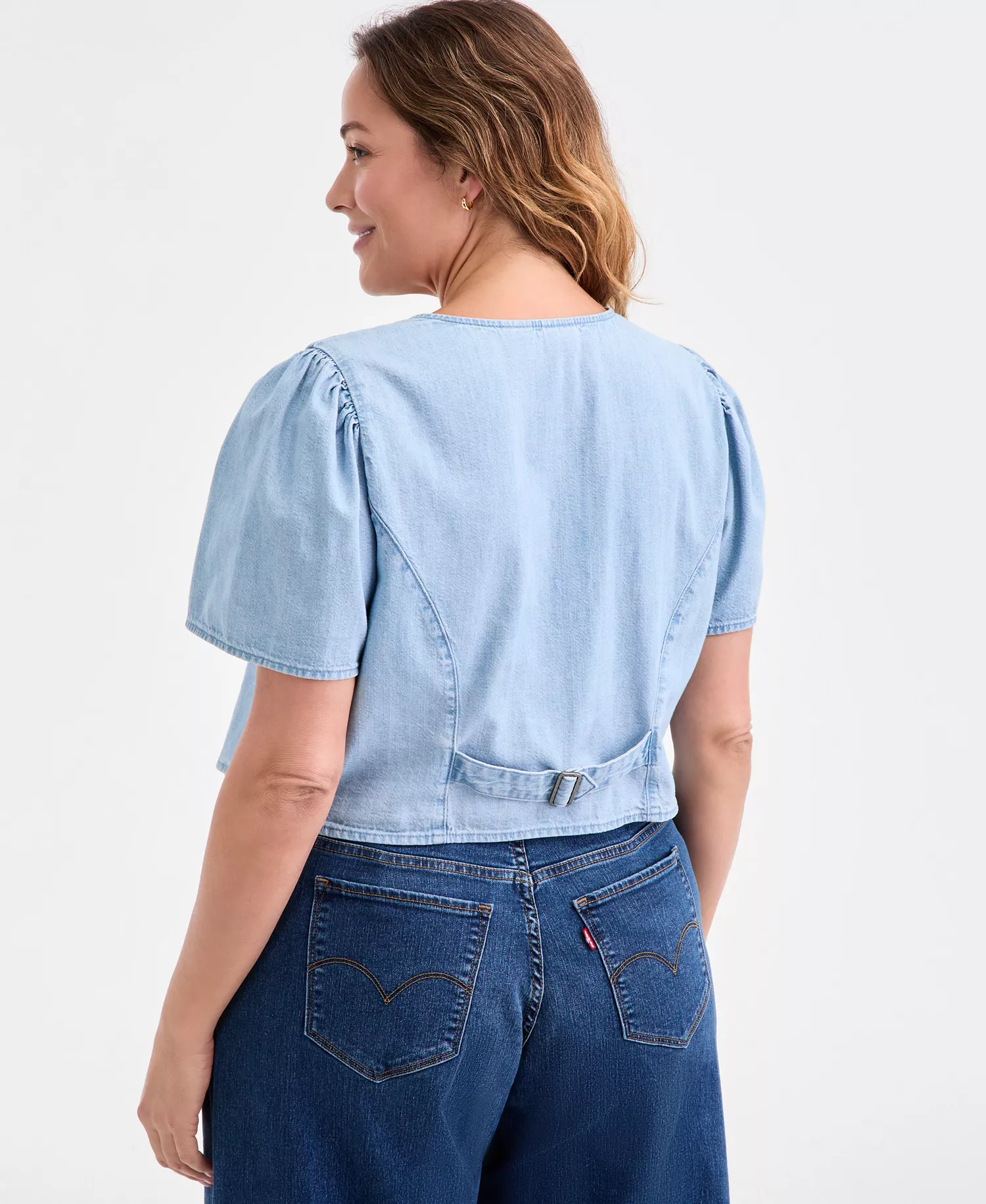 Plus Size Moxie Cotton Denim Blouse - Soft As Butter 3 - 1X