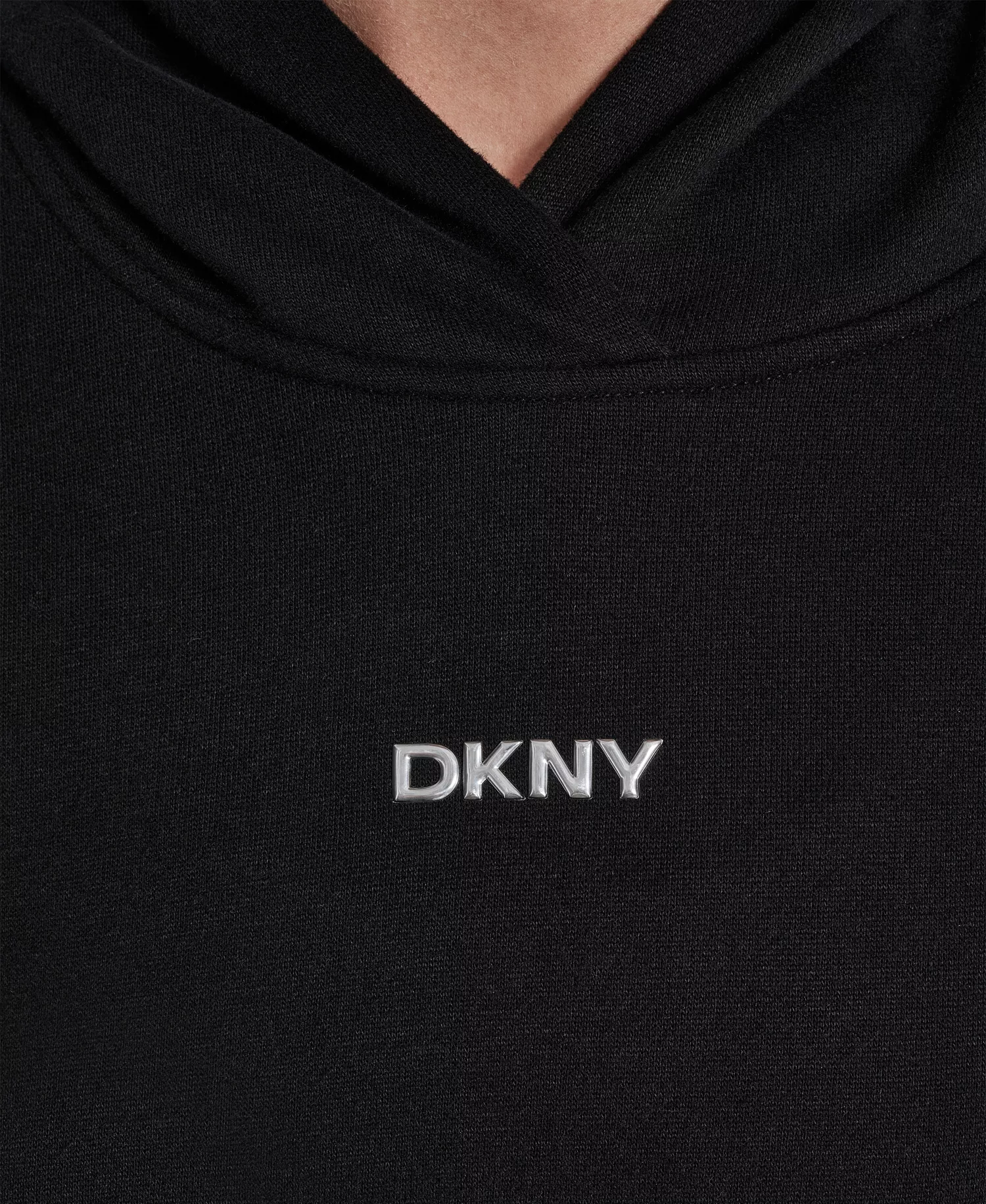 Women's Metallic Bubble Logo Drop Shoulder Pull-On Hoodie - Black - L